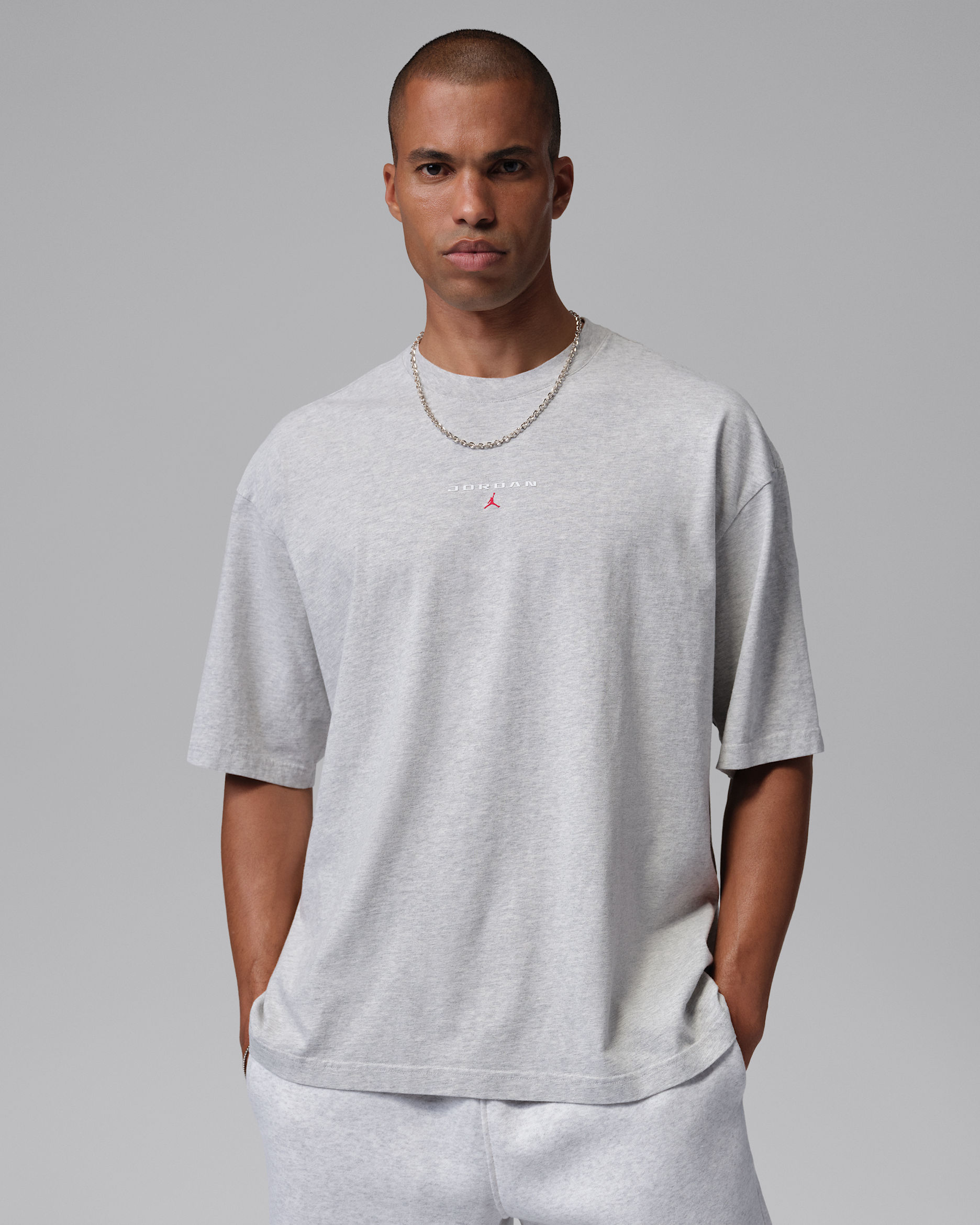 Playera oversized con parche para hombre Jordan Flight Essentials - Gris jaspeado