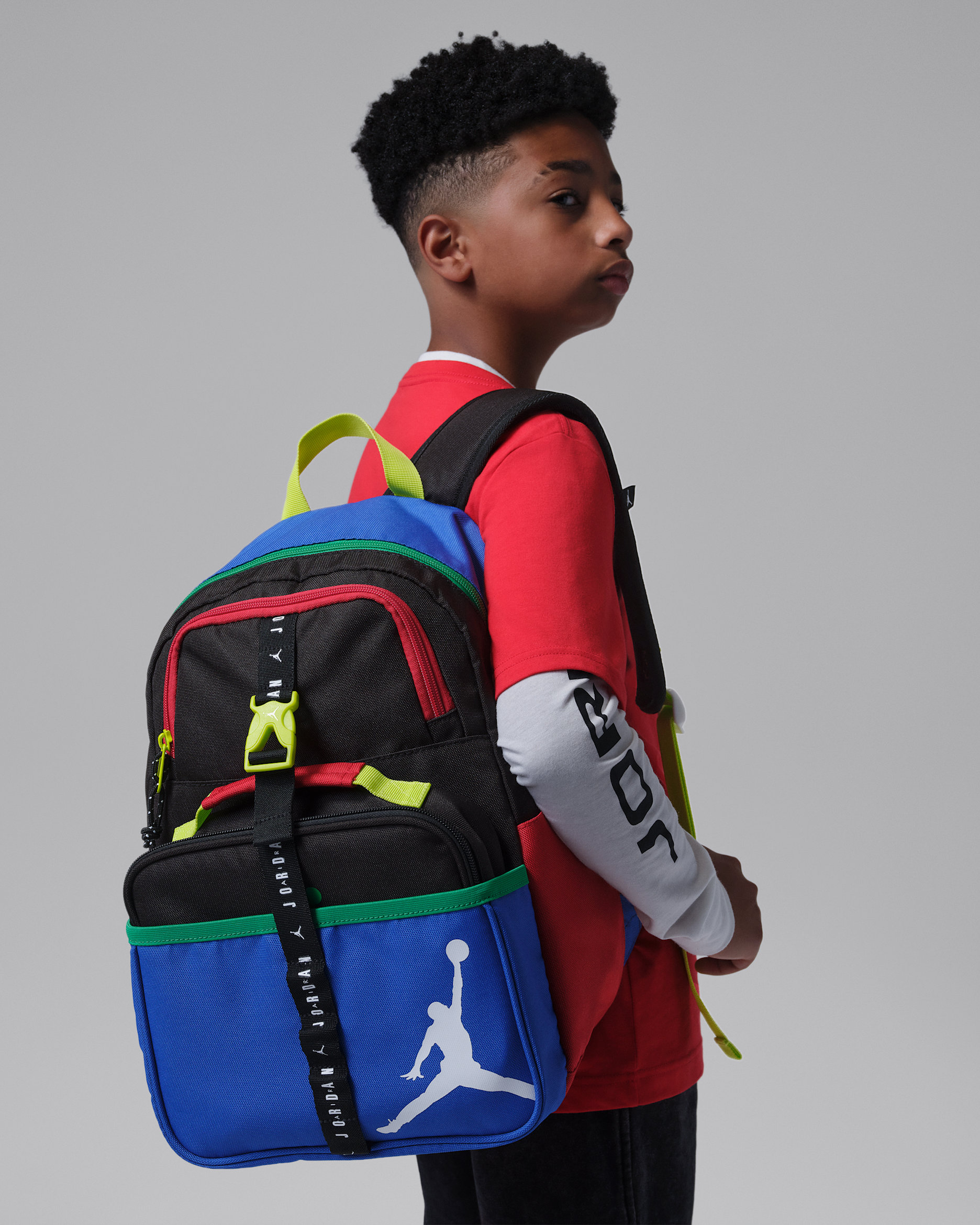 Air Jordan Rucksack für ältere Kinder (18 l) und Brotzeittasche (3 l) - Schwarz/Game Royal/University Red