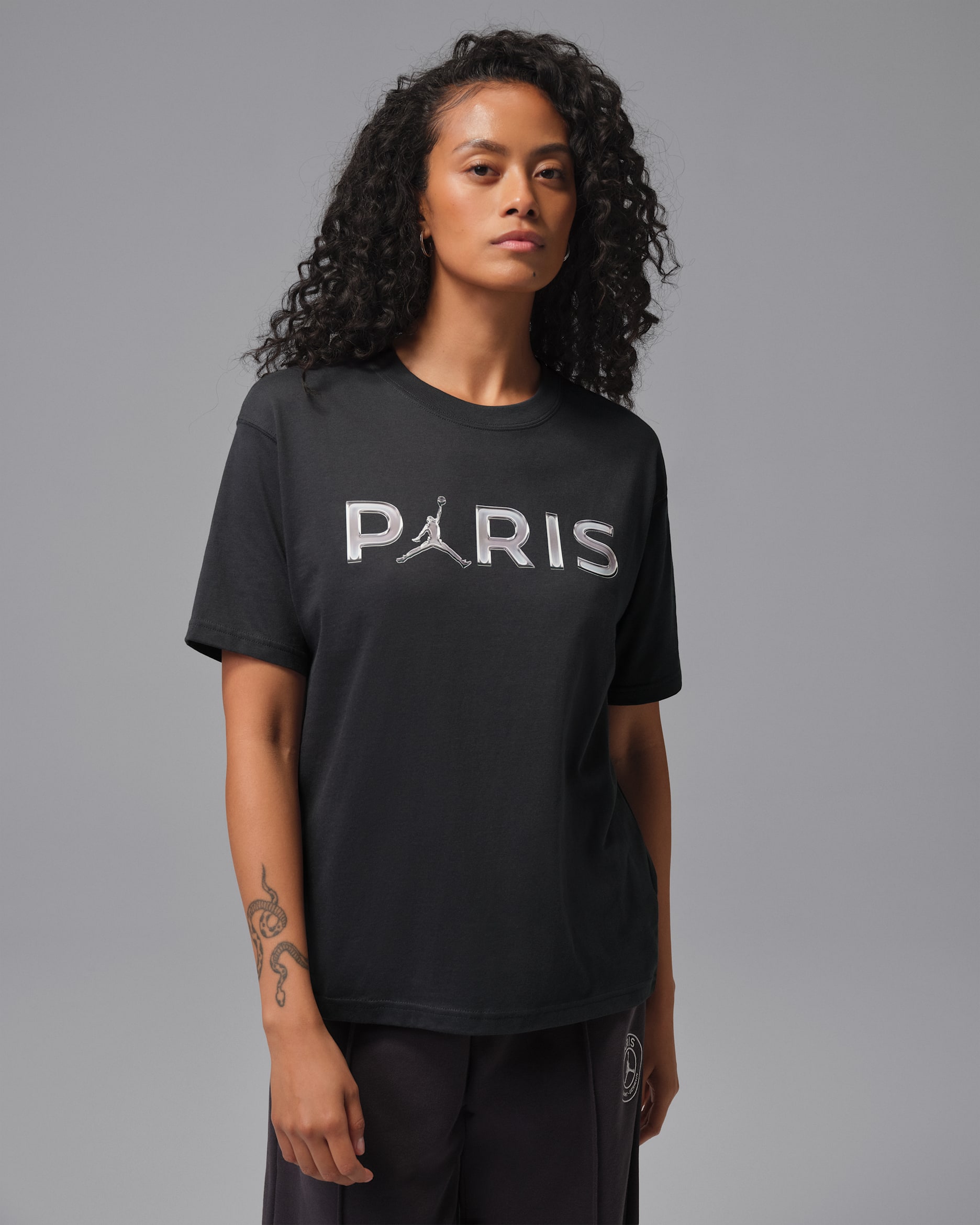 Paris Saint-Germain Women's Graphic Girlfriend T-Shirt - Oil Grey