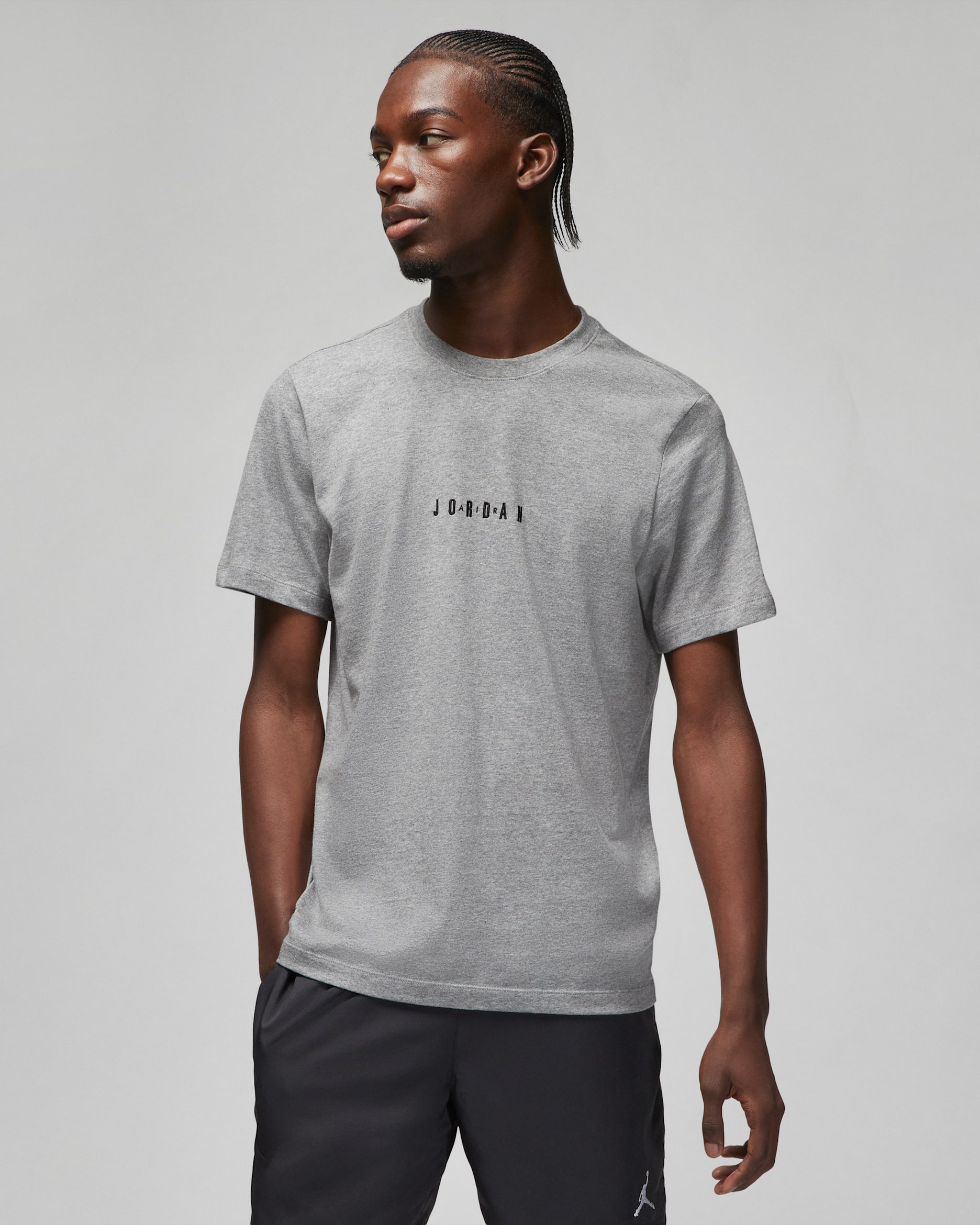 Playera para hombre Jordan Air - Carbono jaspeado/Negro/Negro