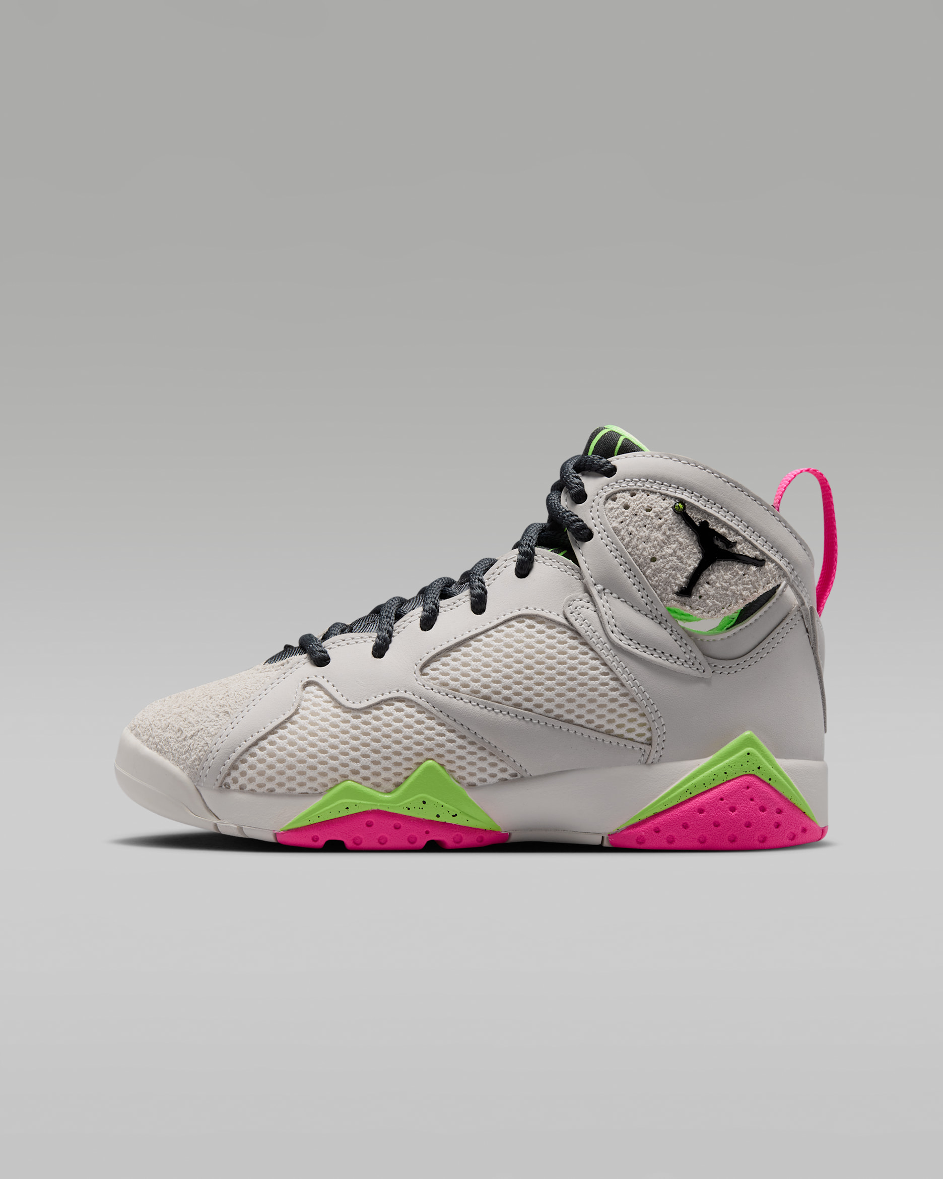 Air Jordan 7 Retro "Tennis Day" Big Kids' Shoes - Phantom/Lime Blast/Pink Blast/Anthracite