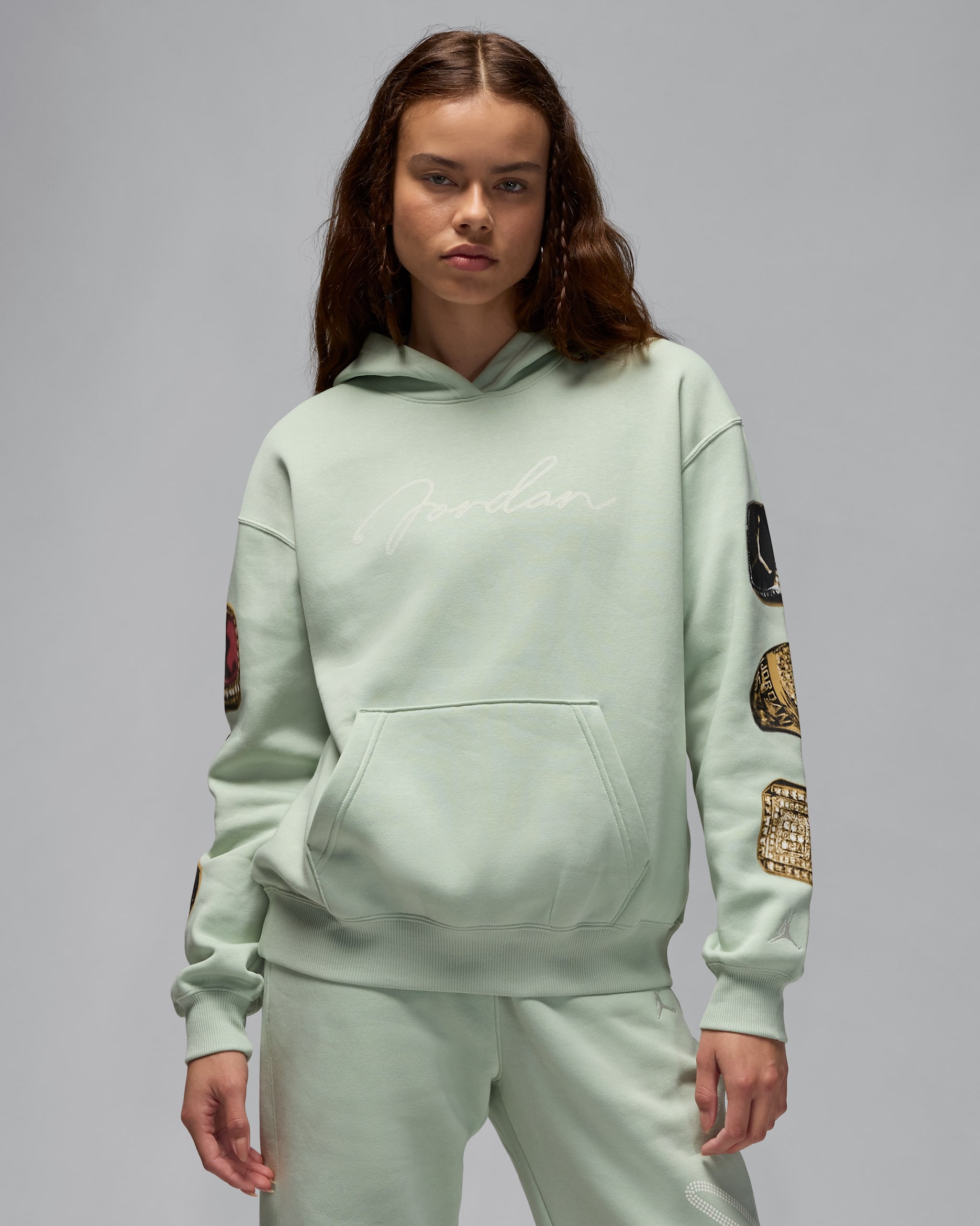 Sudadera con gorro sin cierre para mujer Jordan Brooklyn Fleece - Espuma de mar/Vela