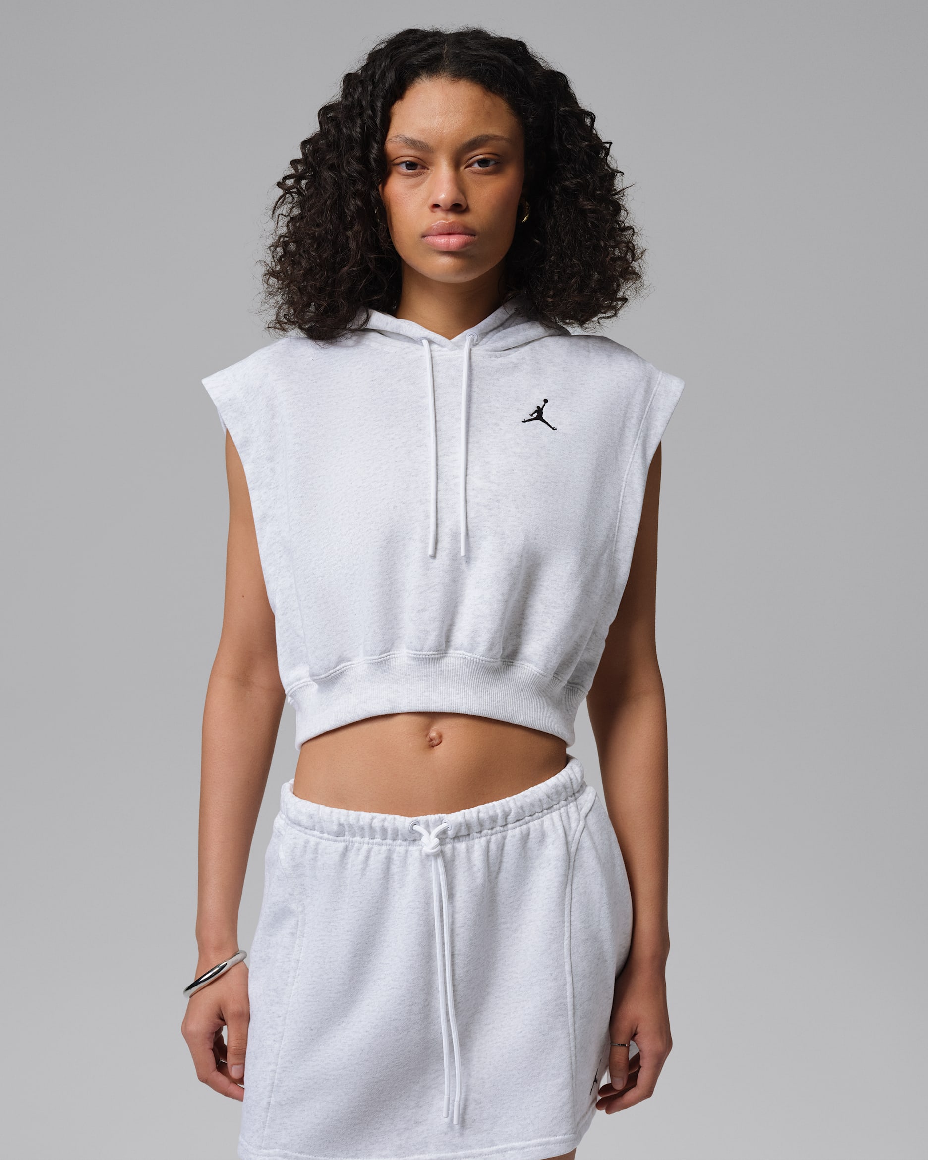 Playera de French Terry para mujer Jordan Brooklyn Fleece - Abedul jaspeado/Negro