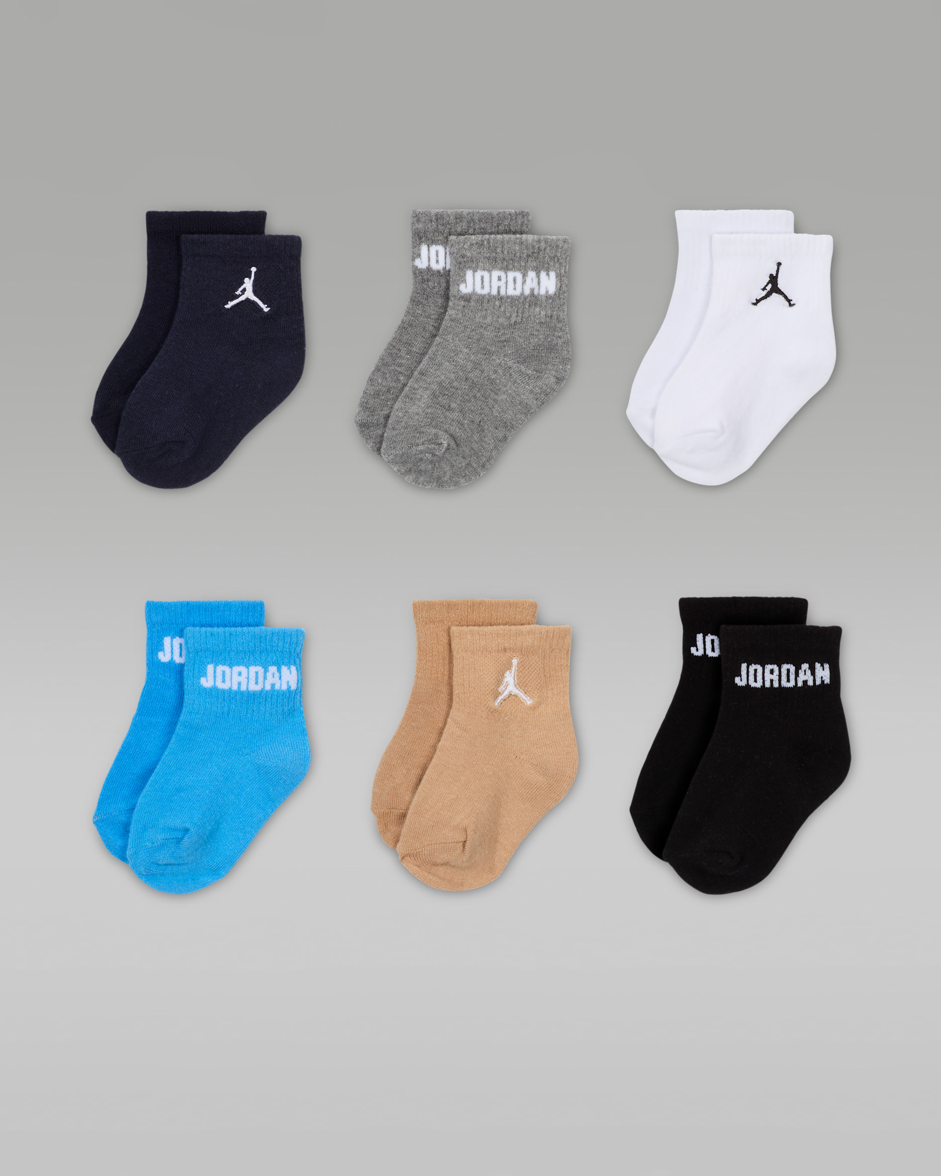 Jordan Everyday Essentials Baby /Toddler Ankle Socks (6 Pairs) - Obsidian/Obsidian