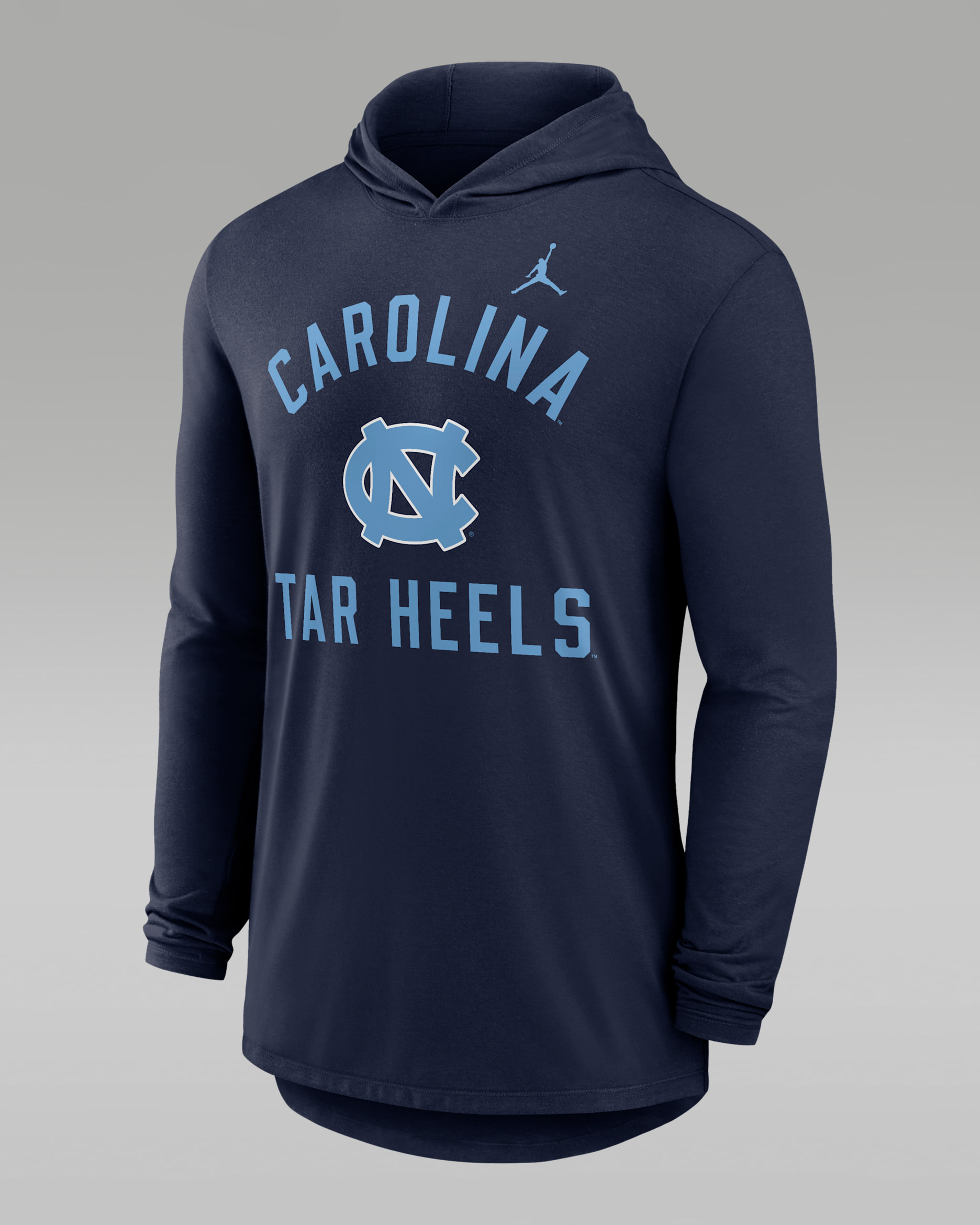 North Carolina Campus Arch Men's Jordan Brand Dri-FIT College Long-Sleeve Hooded T-Shirt - Navy