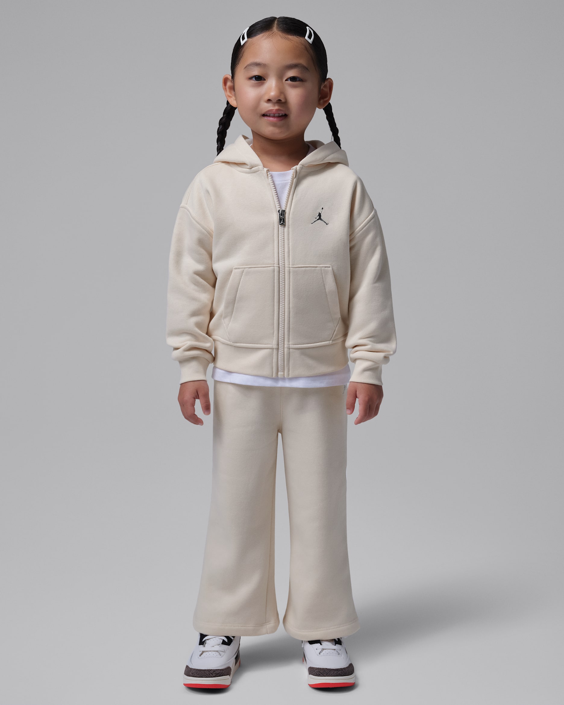 Jordan Brooklyn Fleece 2-teiliges Kapuzenjacken-Set (Kleinkinder) - Pearl White