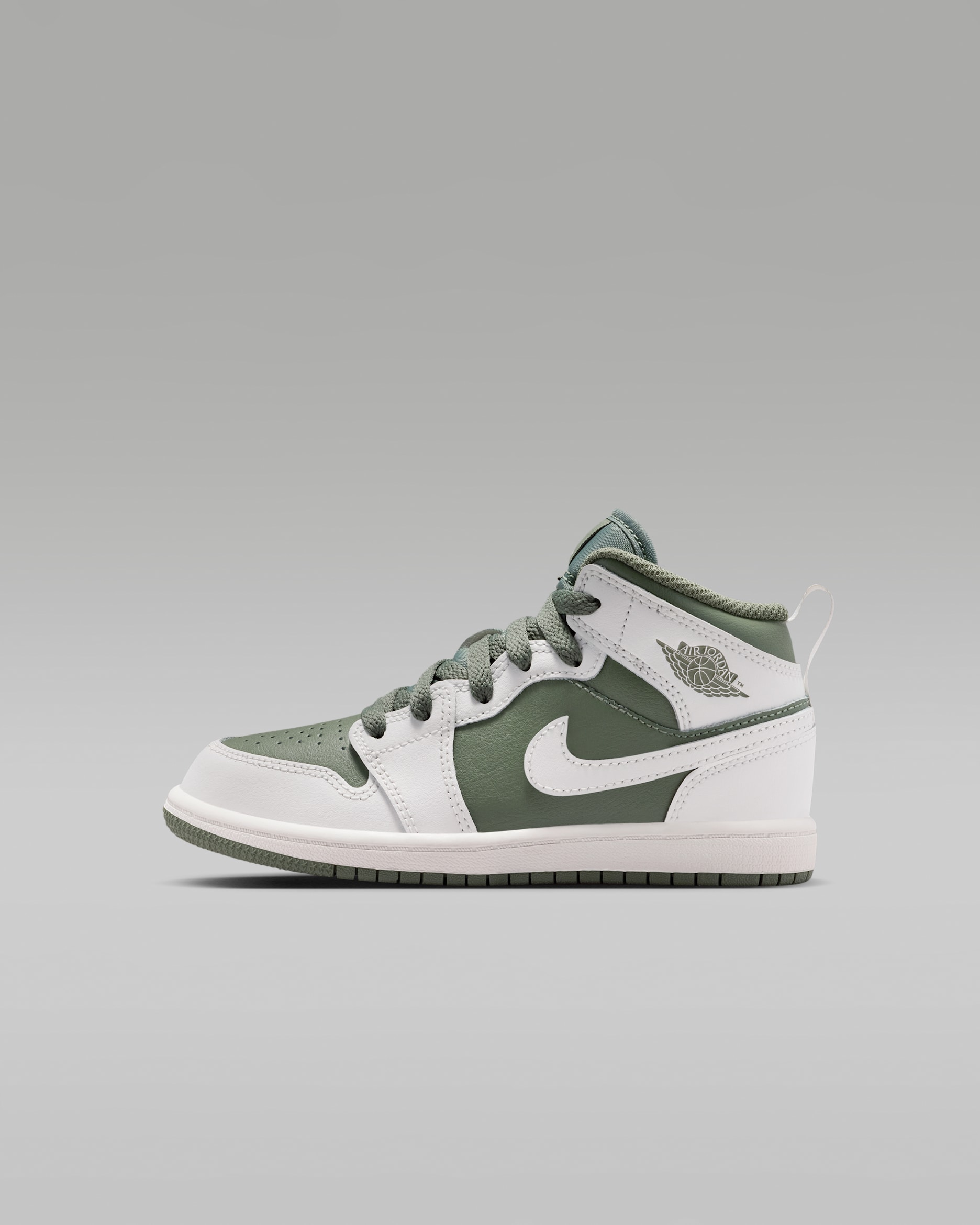 Jordan 1 Mid Schuh für jüngere Kinder - Summit White/Vintage Lichen