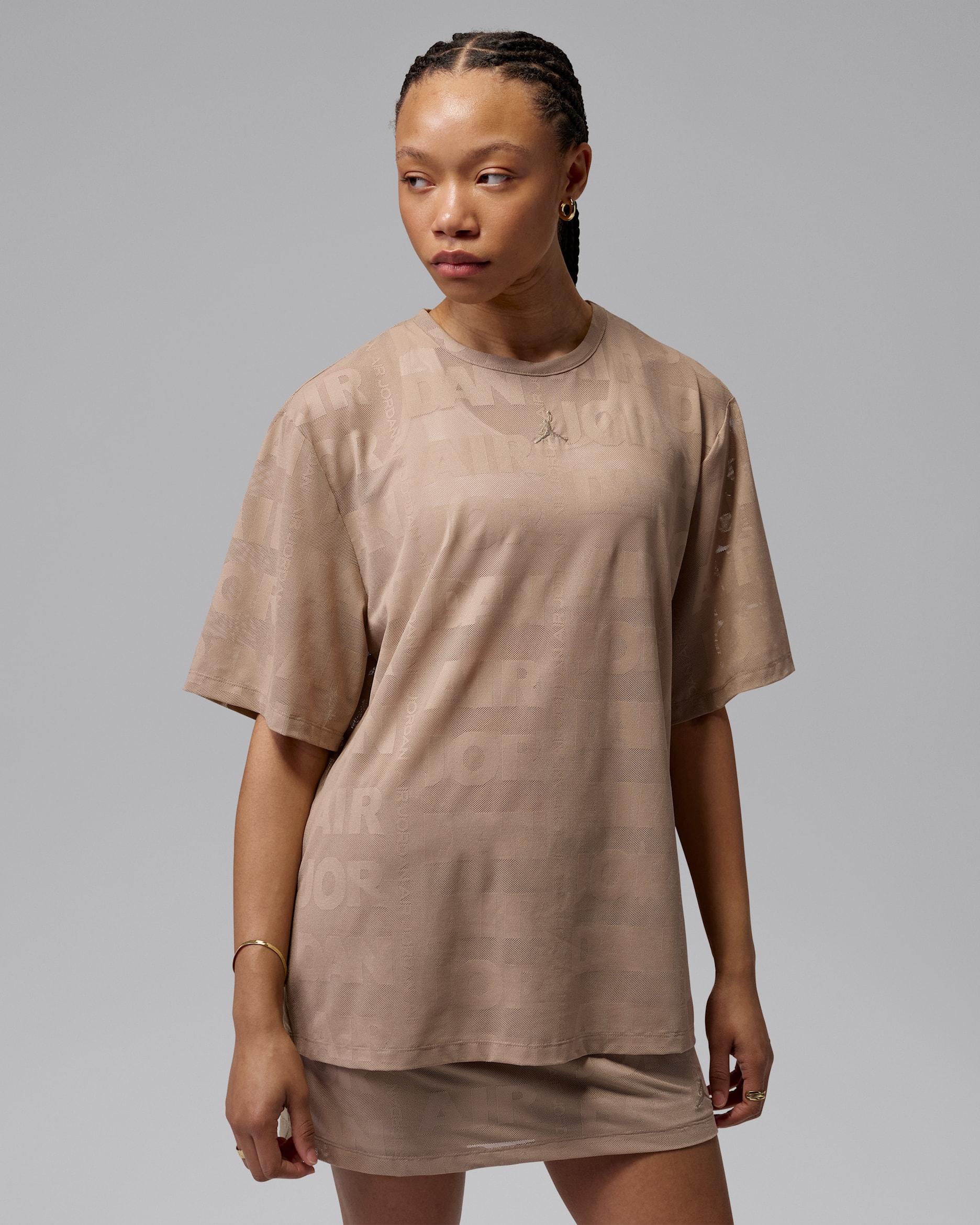 Playera de tejido Knit abierta para mujer Jordan Flight - Caqui