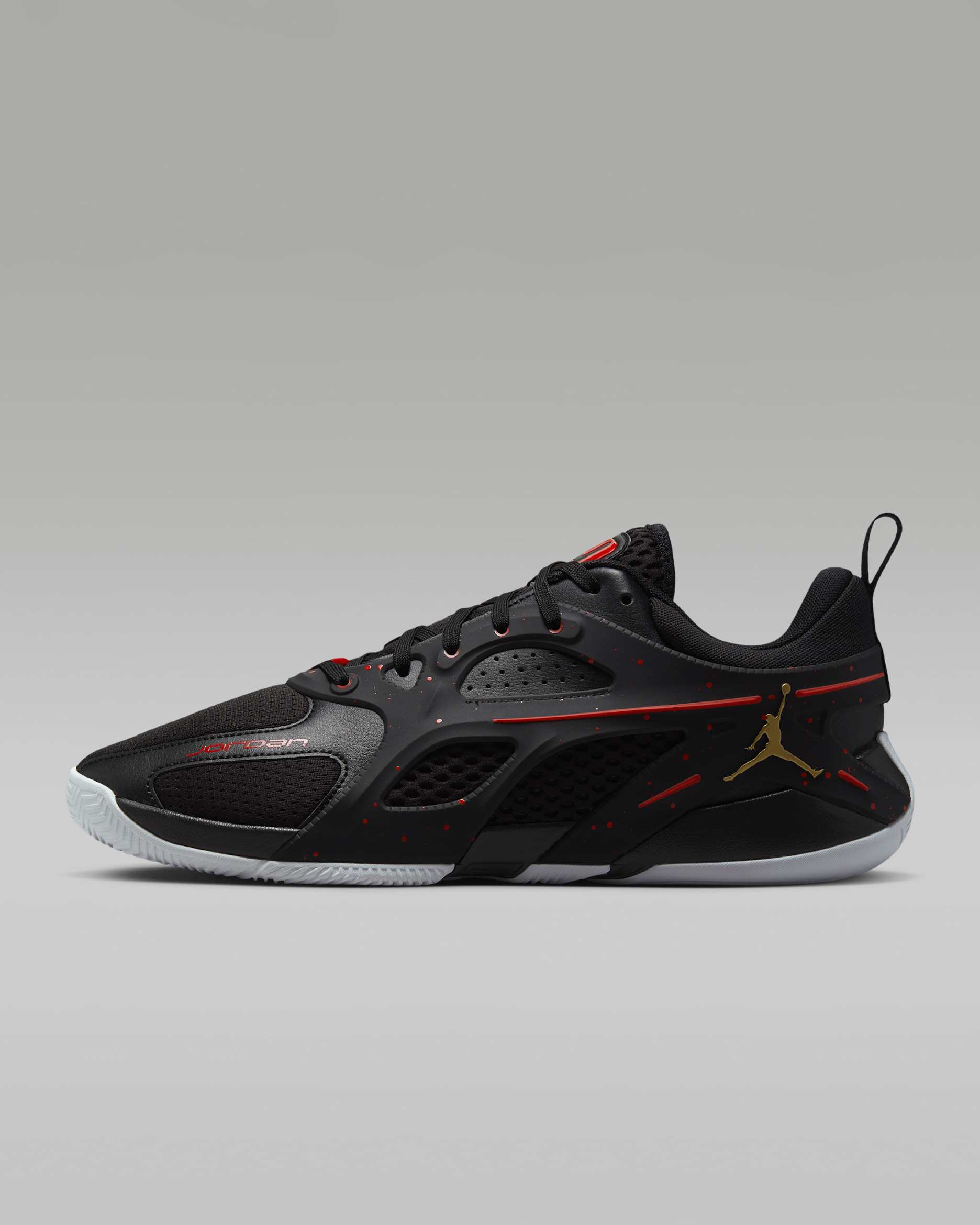 Jordan Heir Series-basketballsko - sort/University Red/Metallic Gold