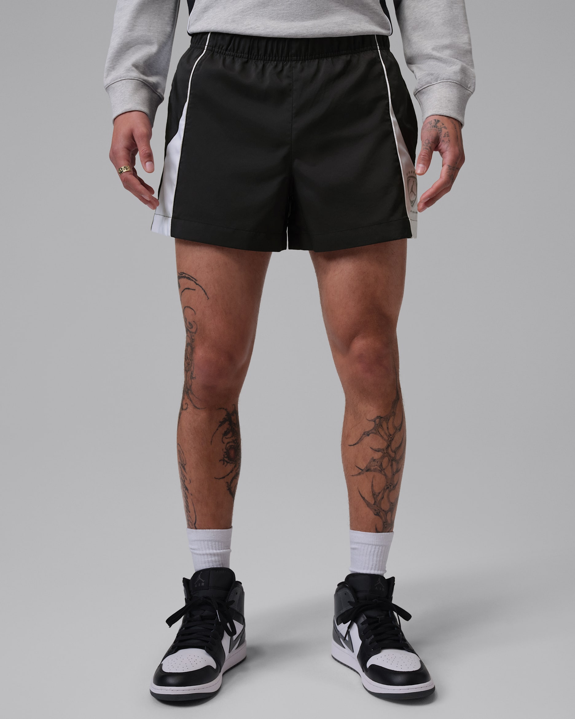 Shorts cortos para hombre Jordan Brooklyn Fleece - Negro/Blanco/Blanco/Plata metalizado