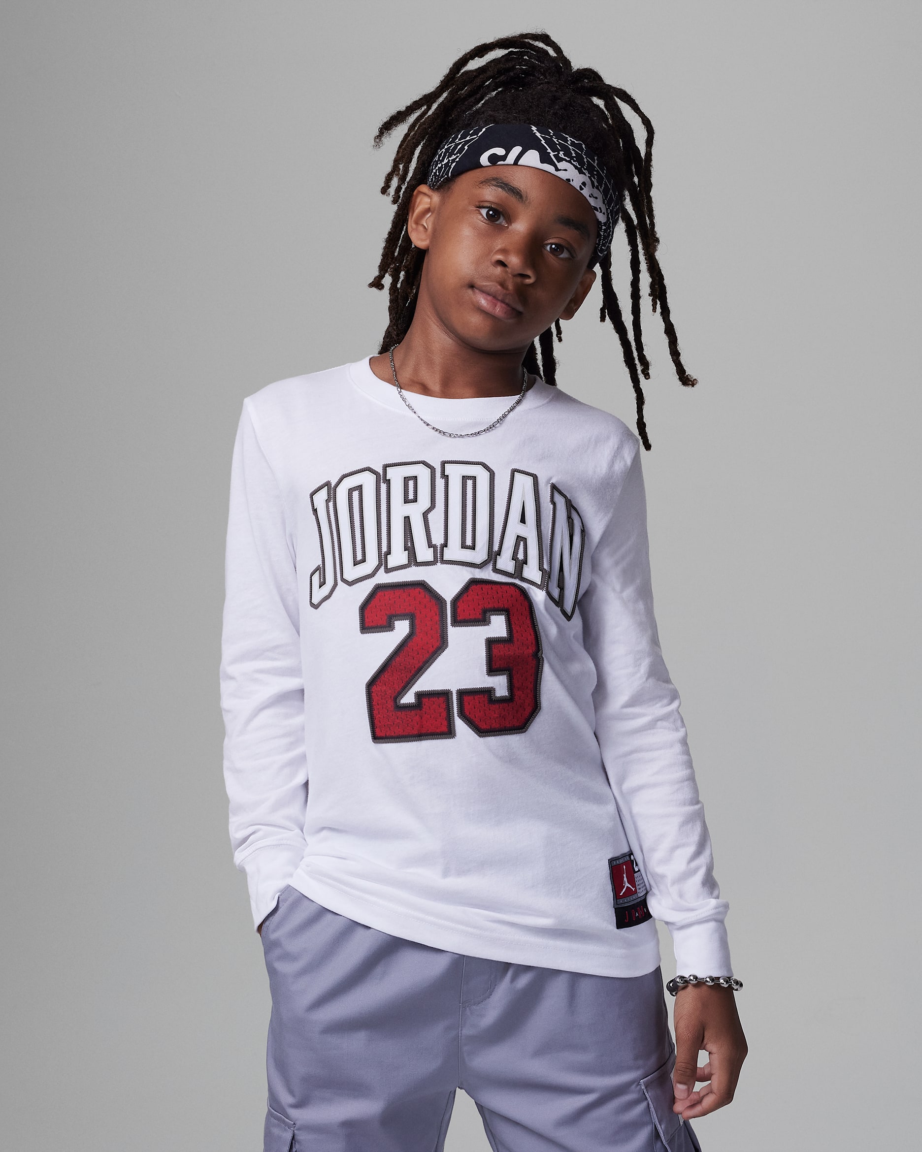 ジョーダン プラクティス フライト ロングスリーブ Tシャツ ジュニア Tシャツ - ホワイト