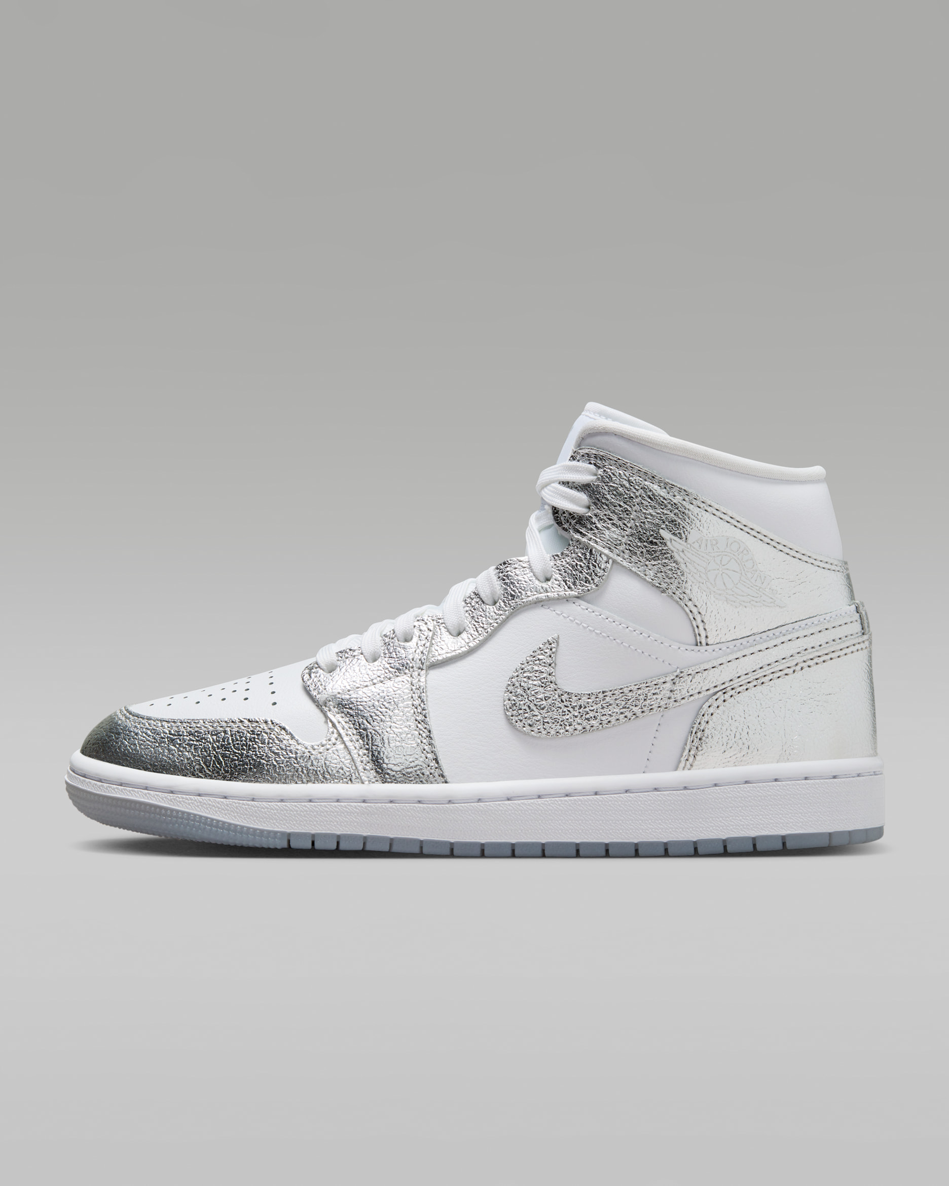 Air Jordan 1 Mid SE Women's Shoes - White/Wolf Grey/Metallic Silver