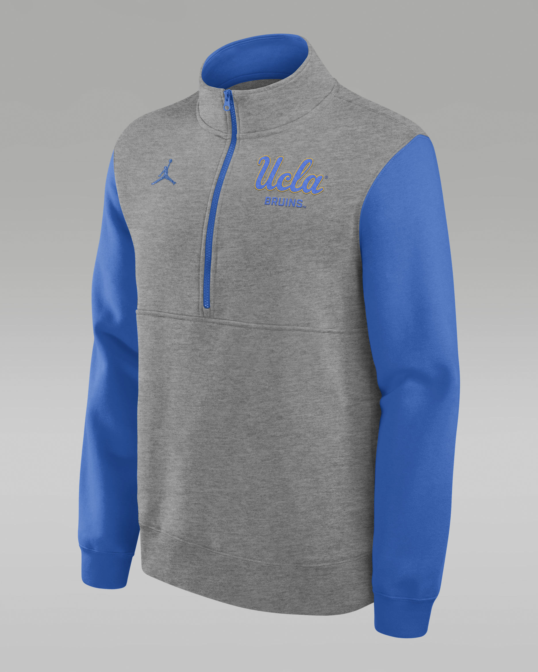 UCLA Club Men's Jordan Brand College 1/2-Zip Crew - Grey Heather