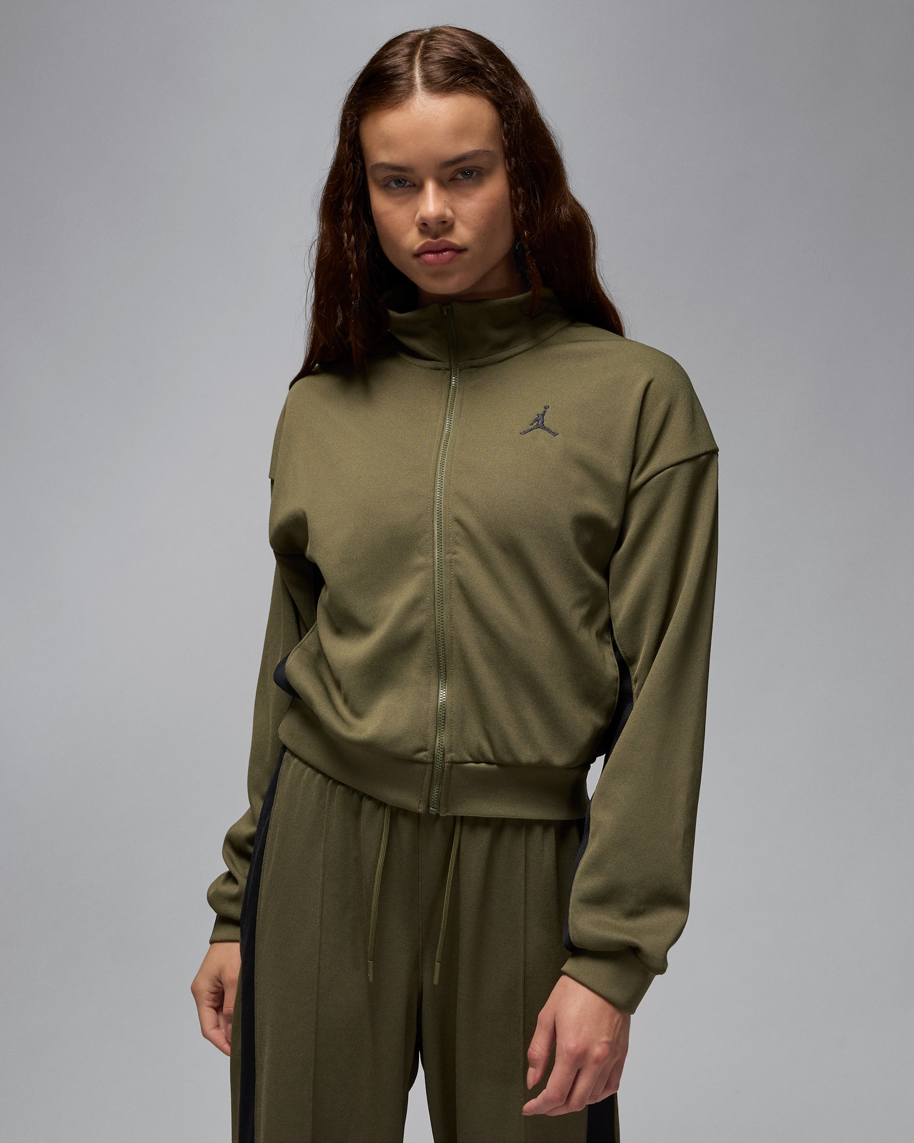 Chamarra de tejido Knit para mujer Jordan - Oliva medio/Negro/Negro