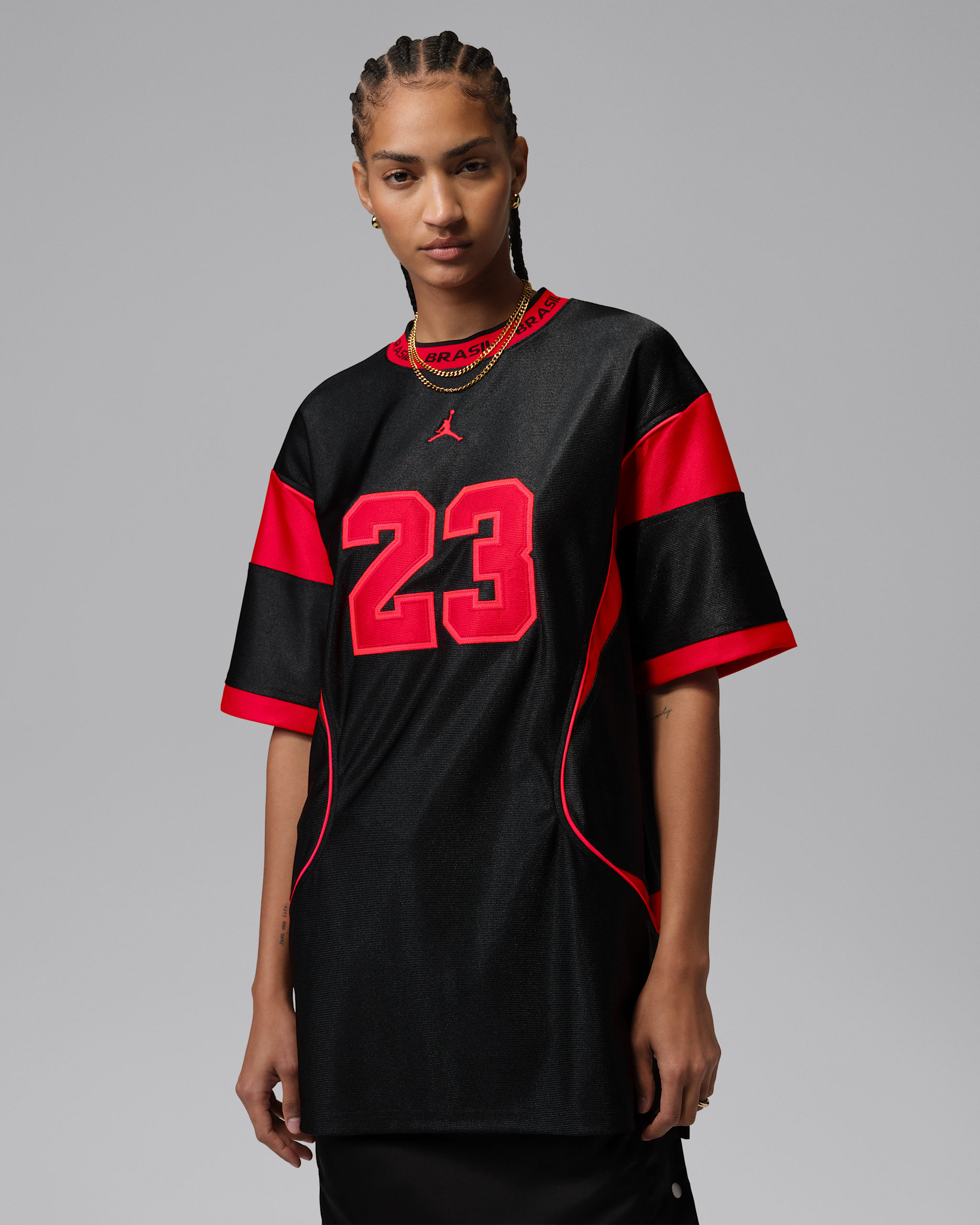 Jordan Brooklyn Women's Brazil T-Shirt Dress - Black/University Red