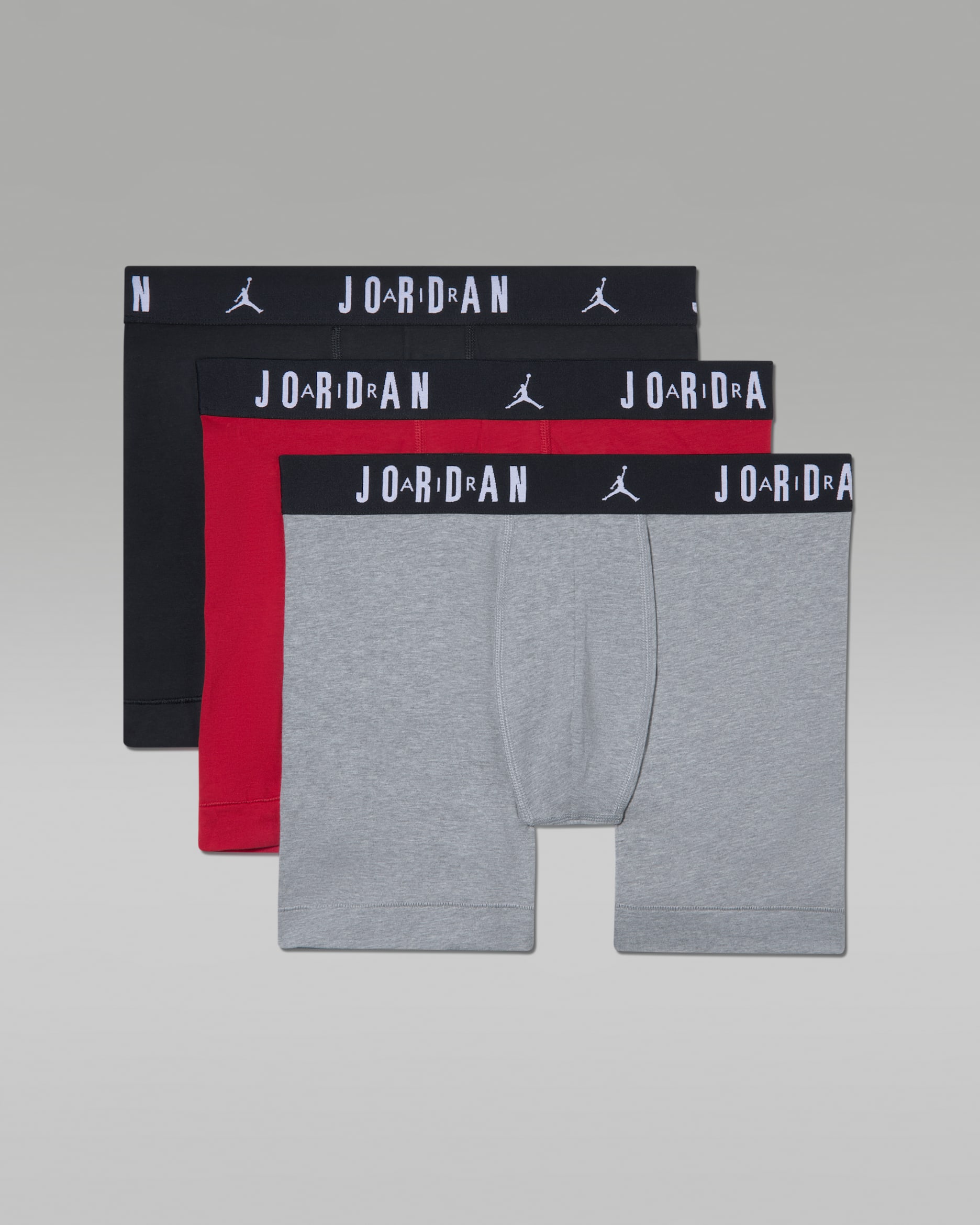 Jordan Men's Dri-FIT Flight Cotton Boxer Briefs (3-Pack) - Gym Red/Black