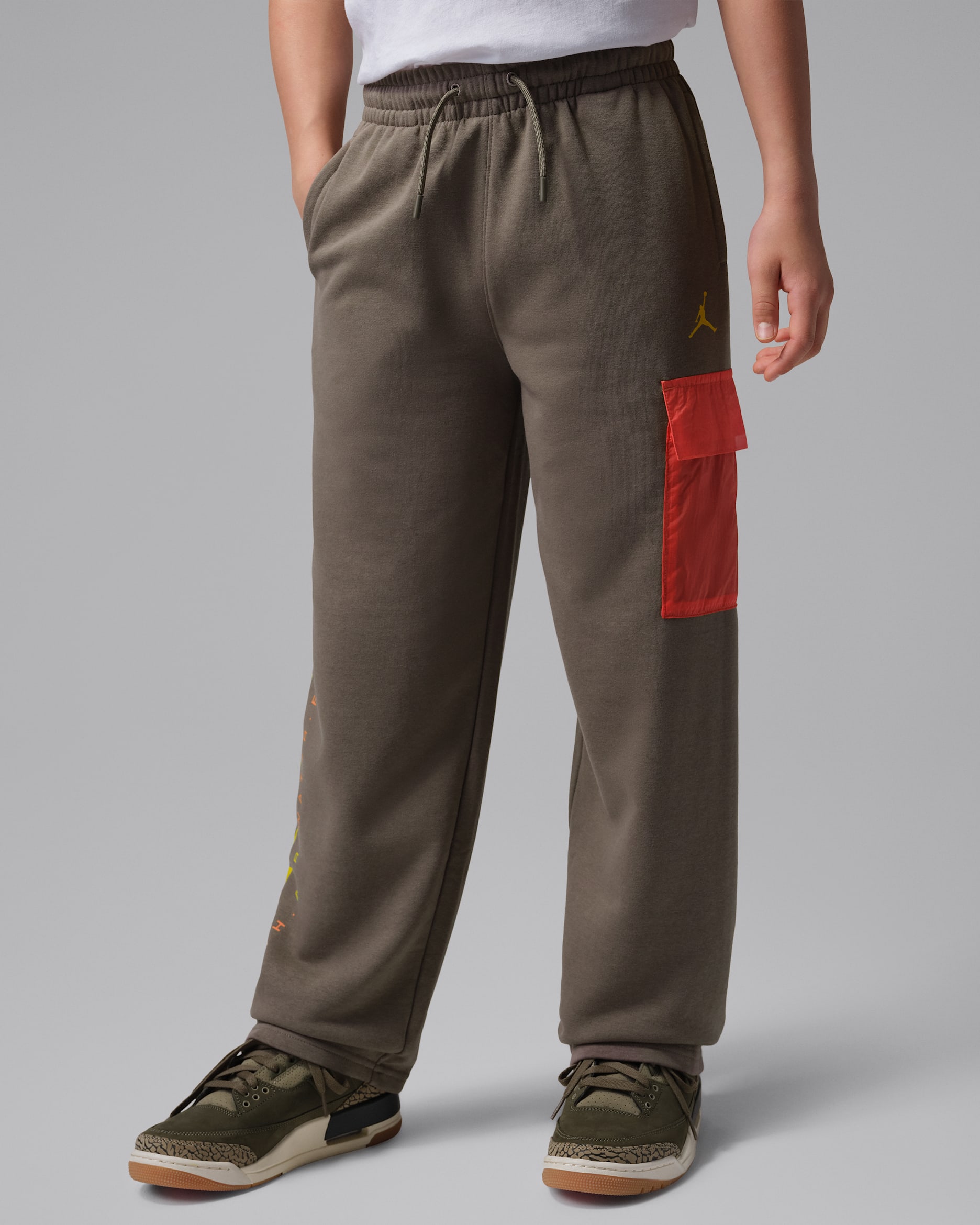 조던 주니어 하이크 마이크 프렌치 테리 팬츠 - 올리브 그레이