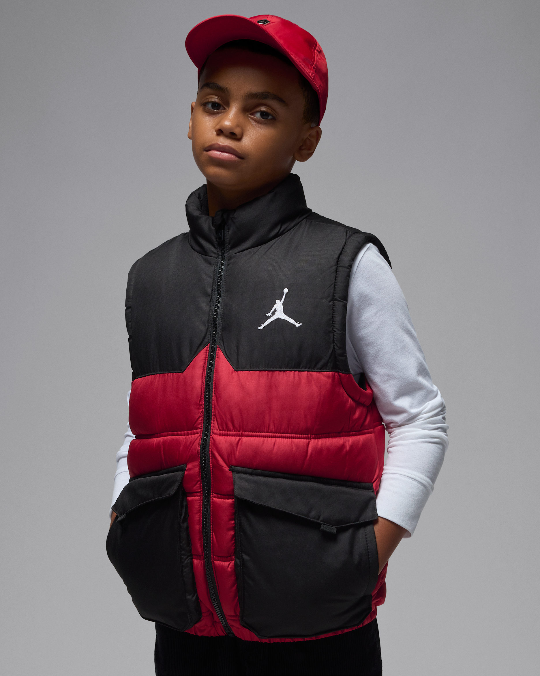 Chaleco acolchado relleno para niños talla grande Jordan - Rojo gimnasio