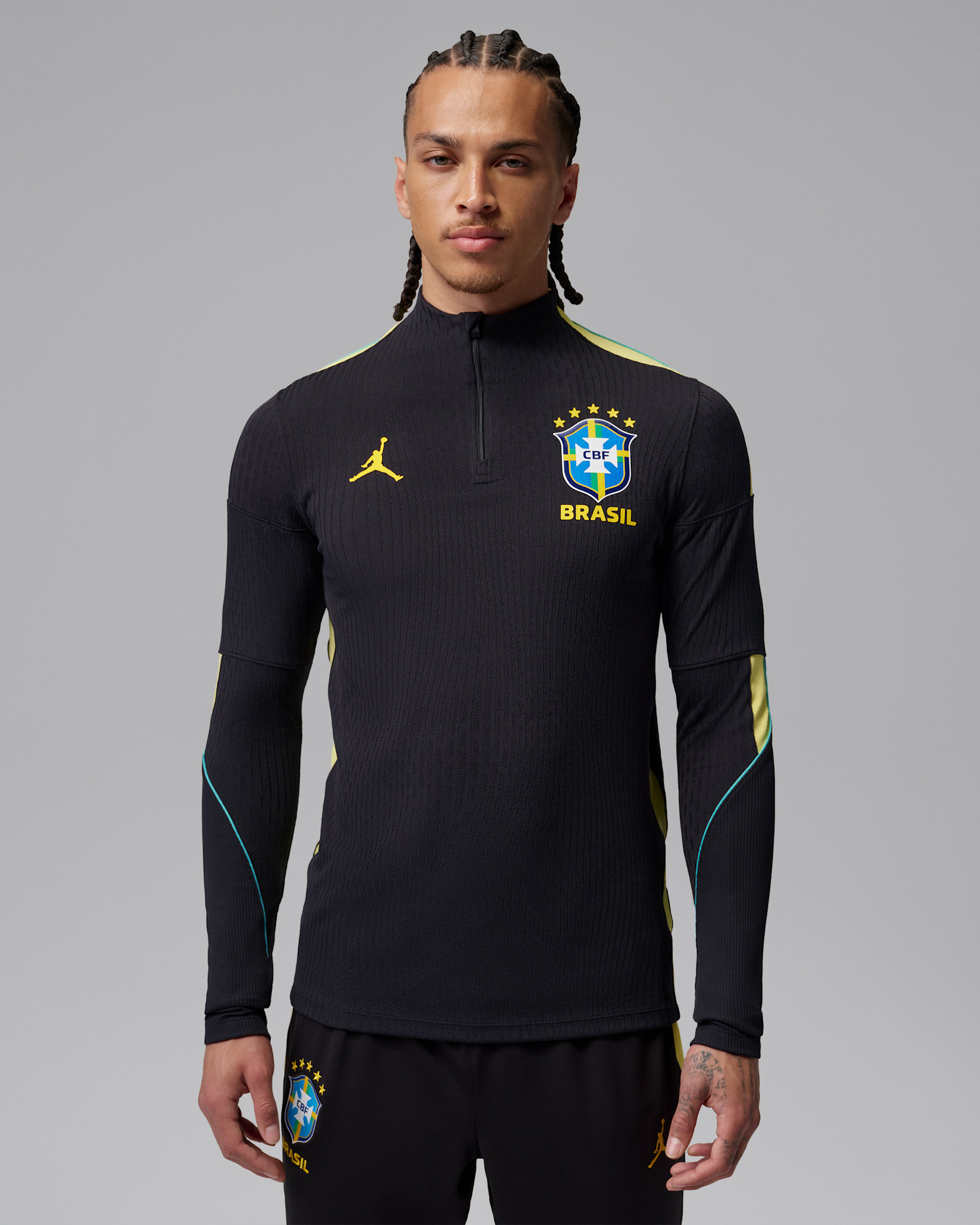 Brazil Strike Elite Men's Jordan Dri-FIT ADV Football Knit Drill Top - Black/Yellow Pulse/Light Menta/Infrared 23