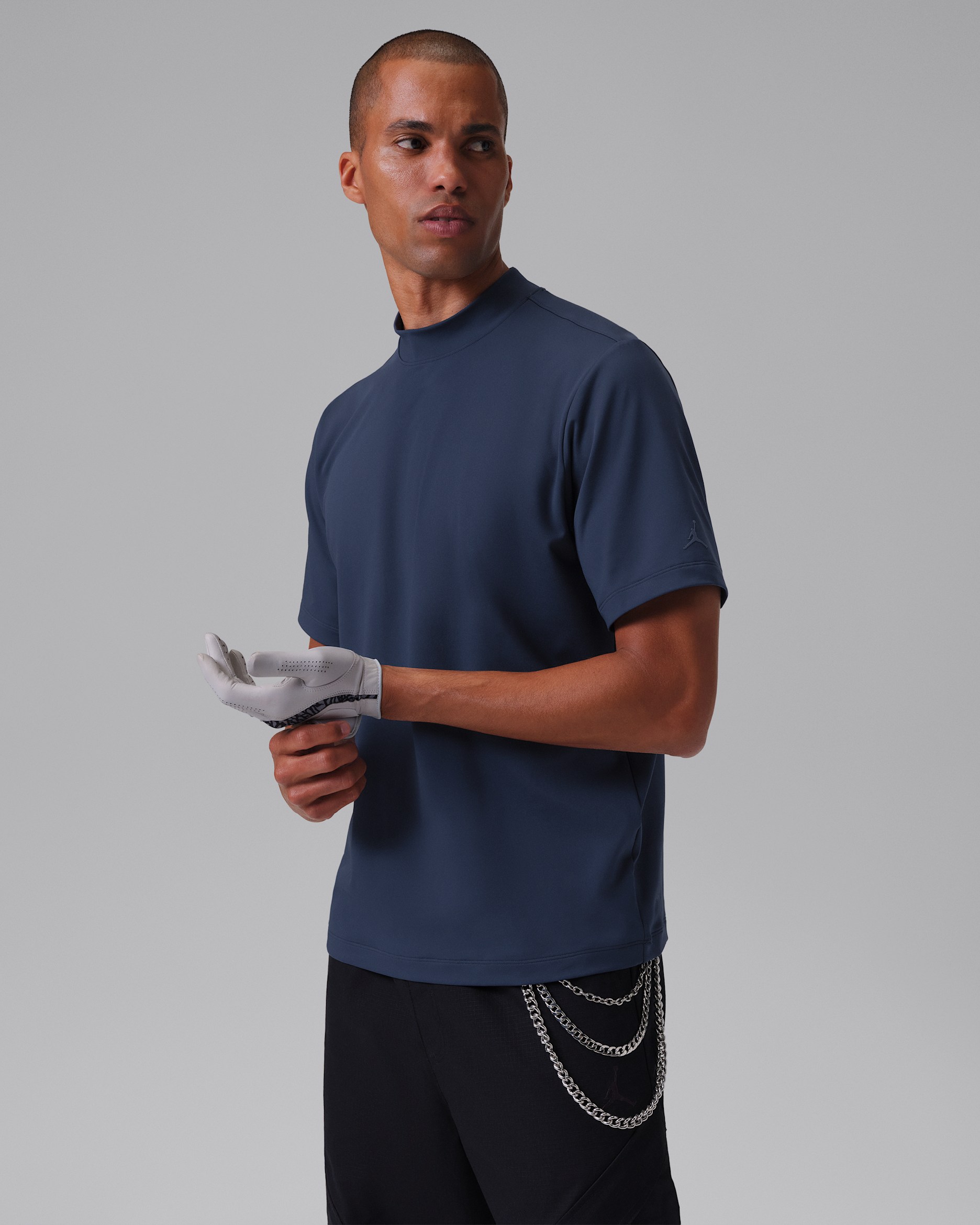 Jordan Sport Men's Mock-Neck Golf T-Shirt - Obsidian/Obsidian