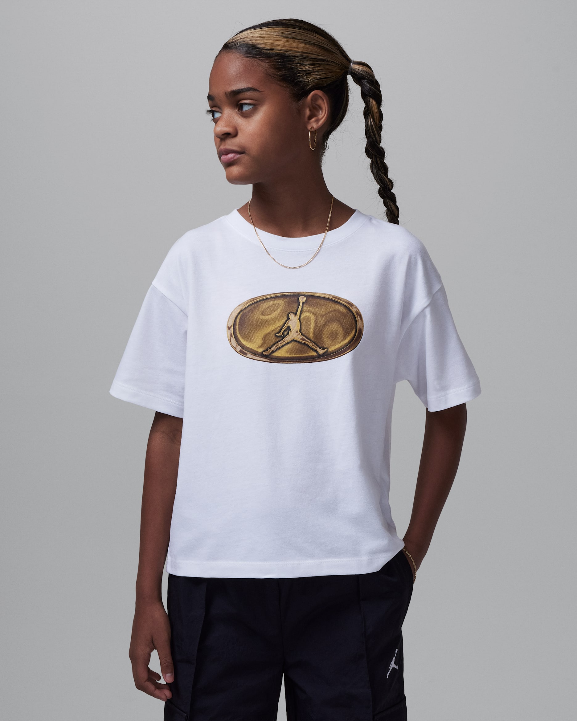 Jordan 1st Baby Blue Older Kids' T-Shirt - White