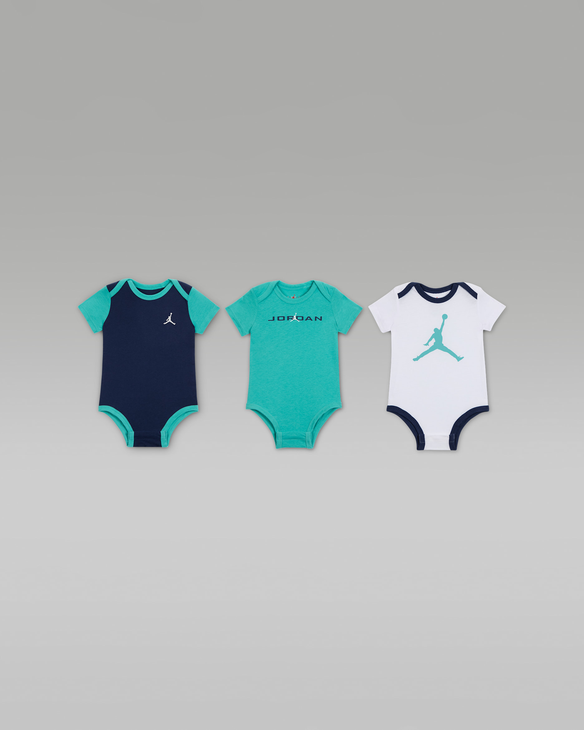 Jordan Brooklyn Essentials Baby (0-9M) Bodysuits (3-Pack) - Washed Teal