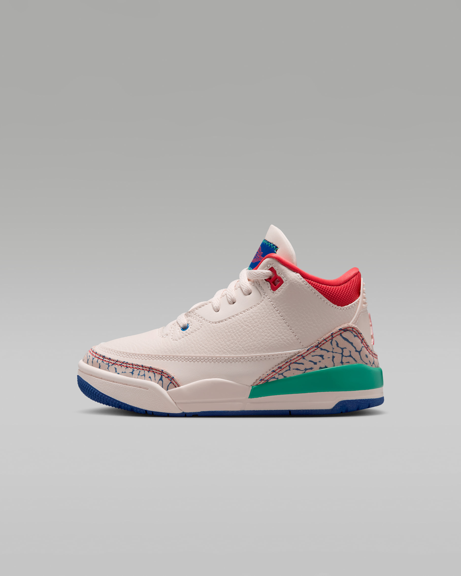 Jordan 3 Retro "Play Your Way" Little Kids' Shoes - Chalk/True Blue/Kinetic Green/Track Red
