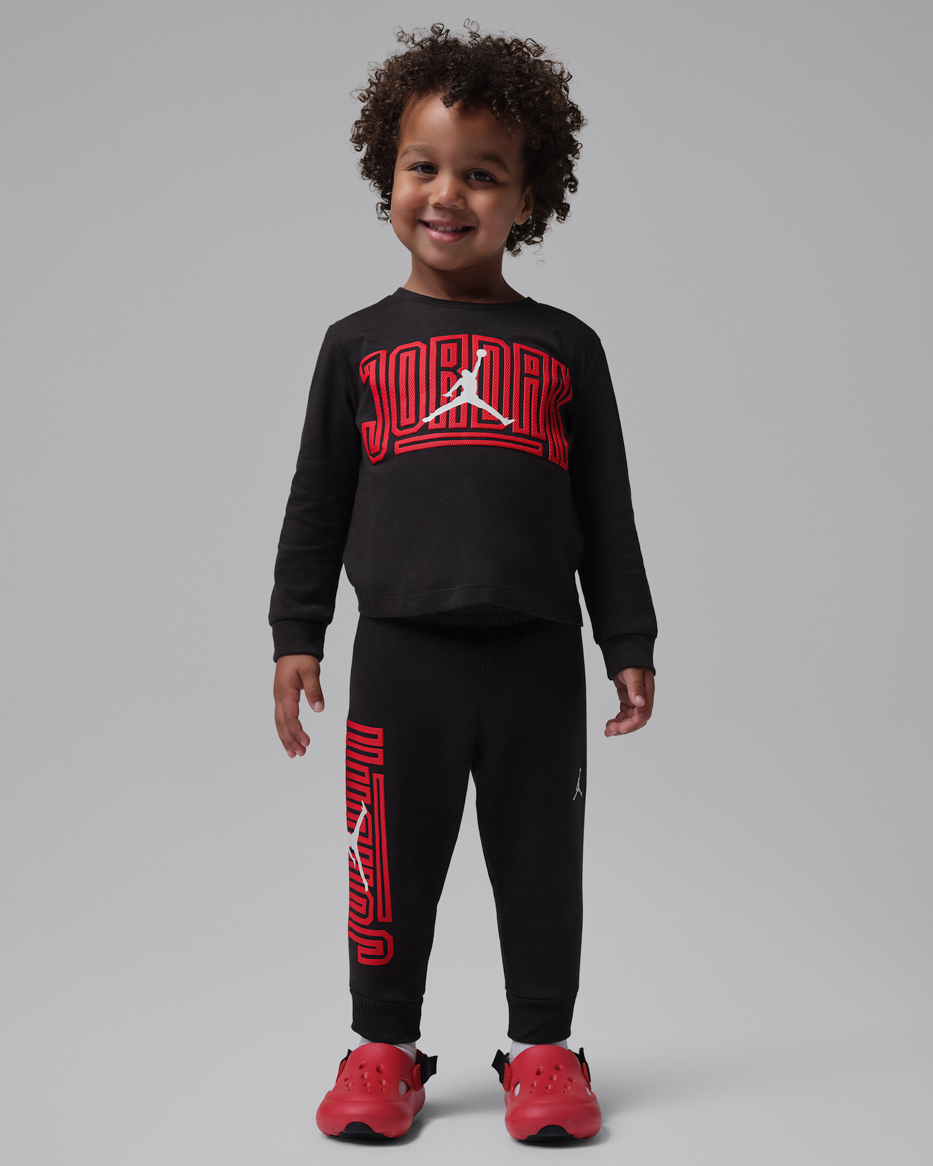 Jordan Toddler Jumpman Long-Sleeve T-Shirt and Fleece Trouser Set - Off-Noir