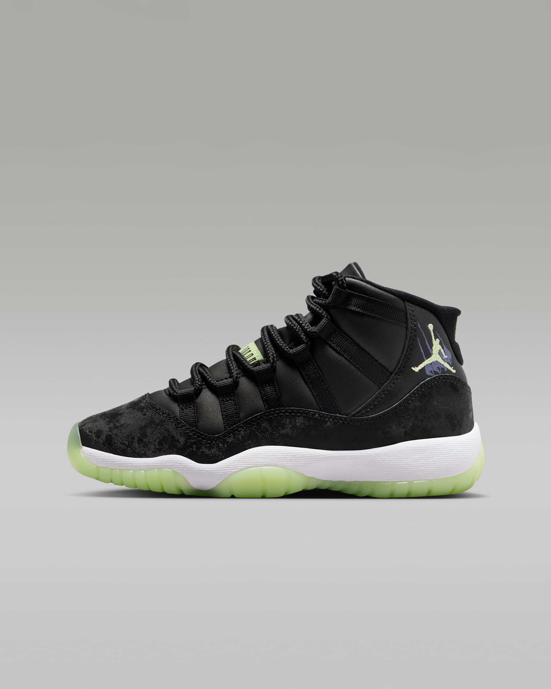 Air Jordan 11 Retro Older Kids' Shoes - Black/Dark Raisin/White/Barely Volt