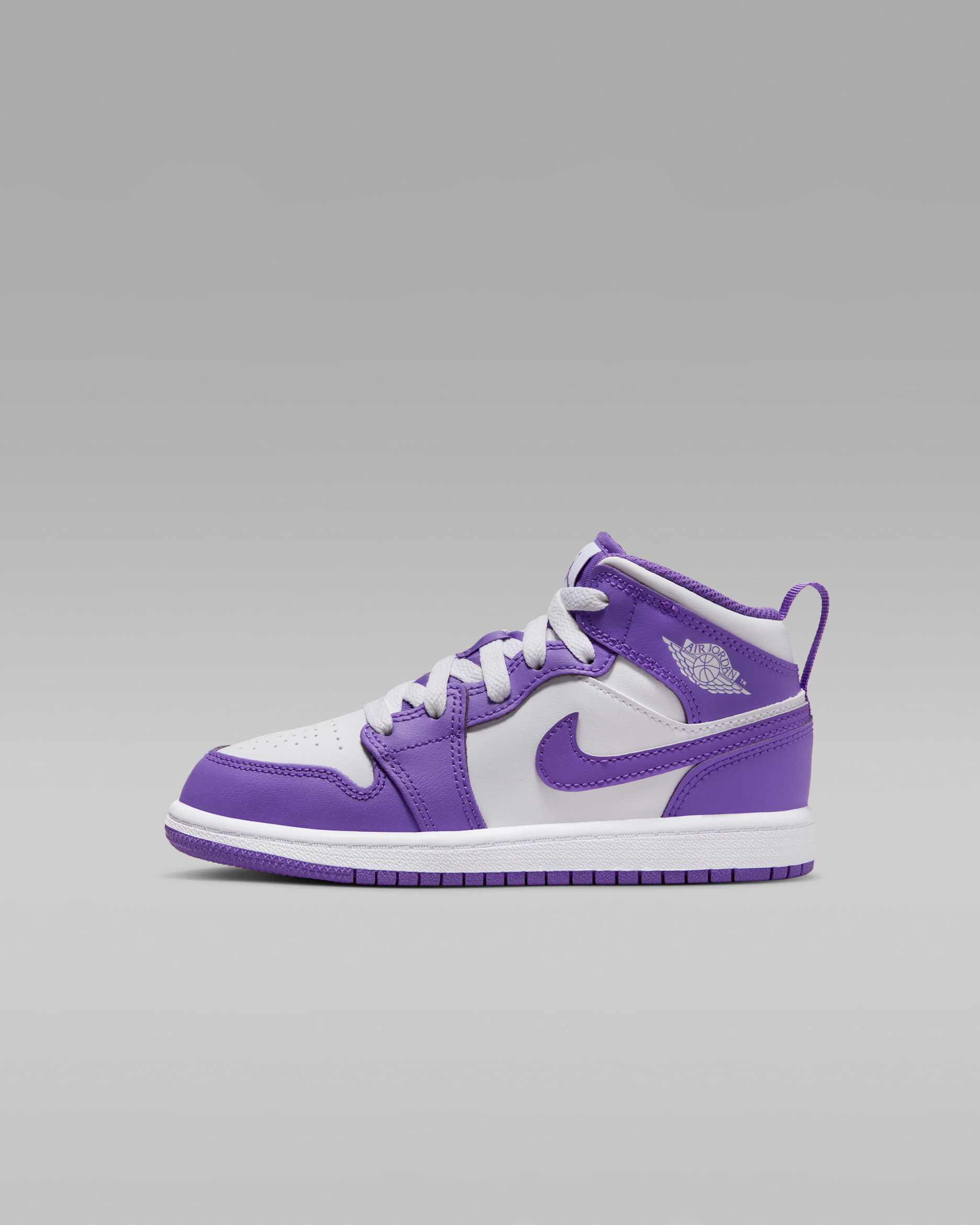 Jordan 1 Mid Schuh für jüngere Kinder - Purple Venom/Weiß