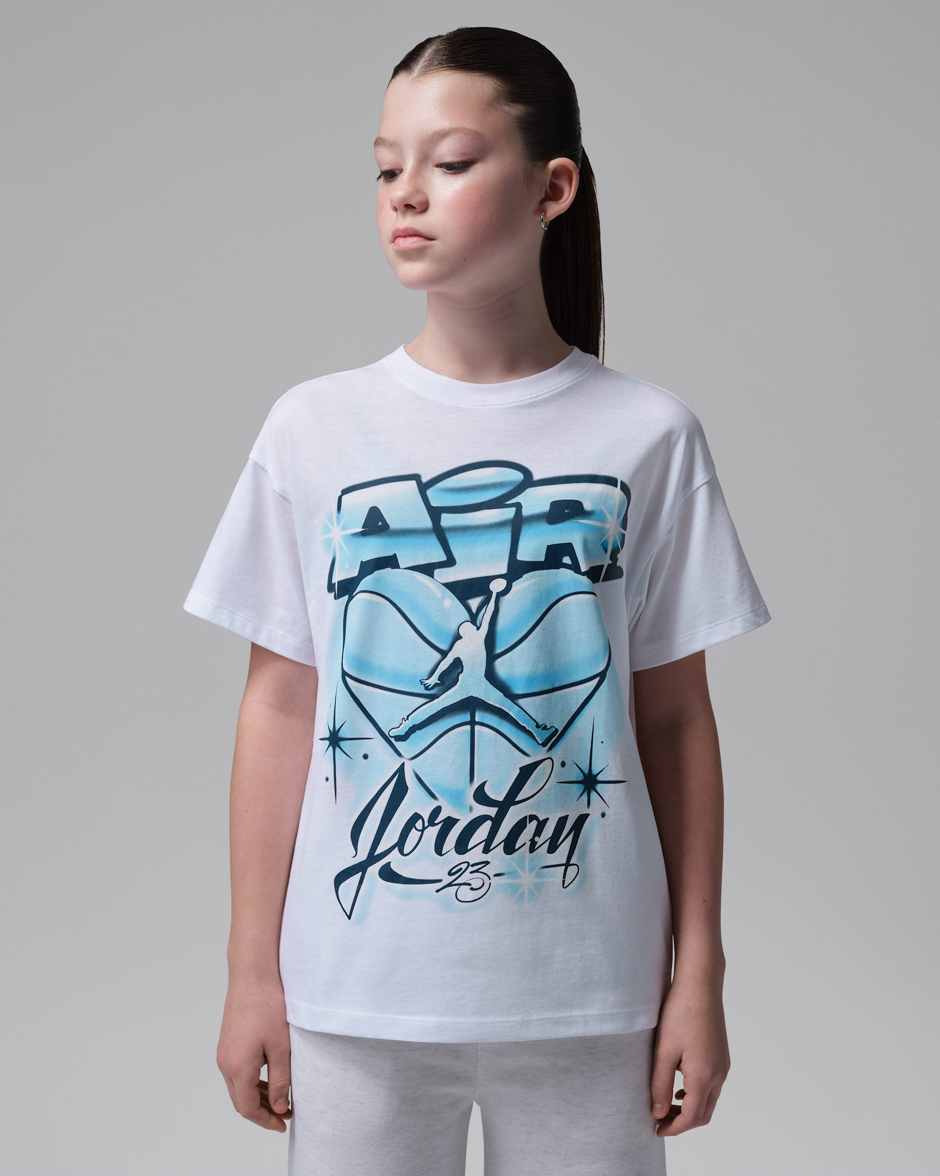 Jordan Big Kids' She's the Coldest Airbrush T-Shirt - White