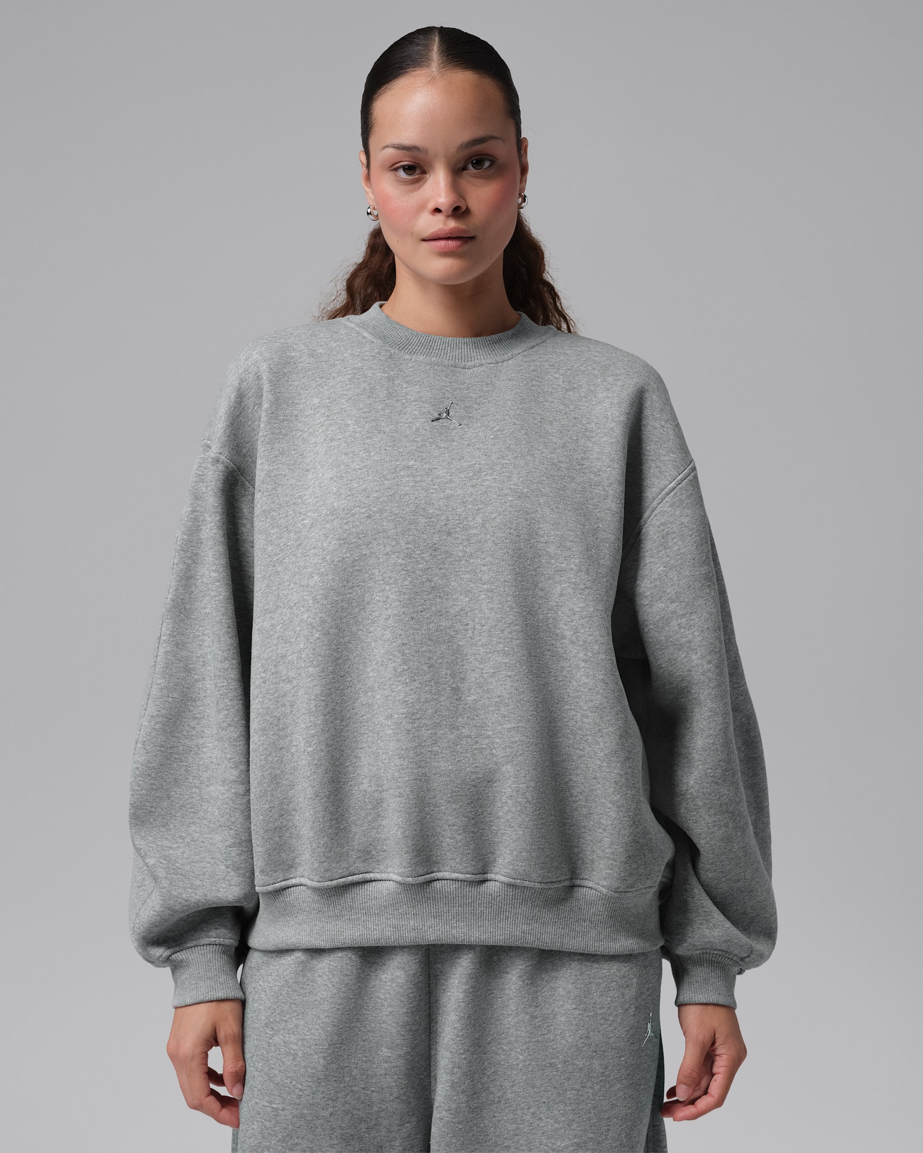 Jordan Brooklyn Women's Fleece Crew-Neck Sweatshirt - Dark Grey Heather