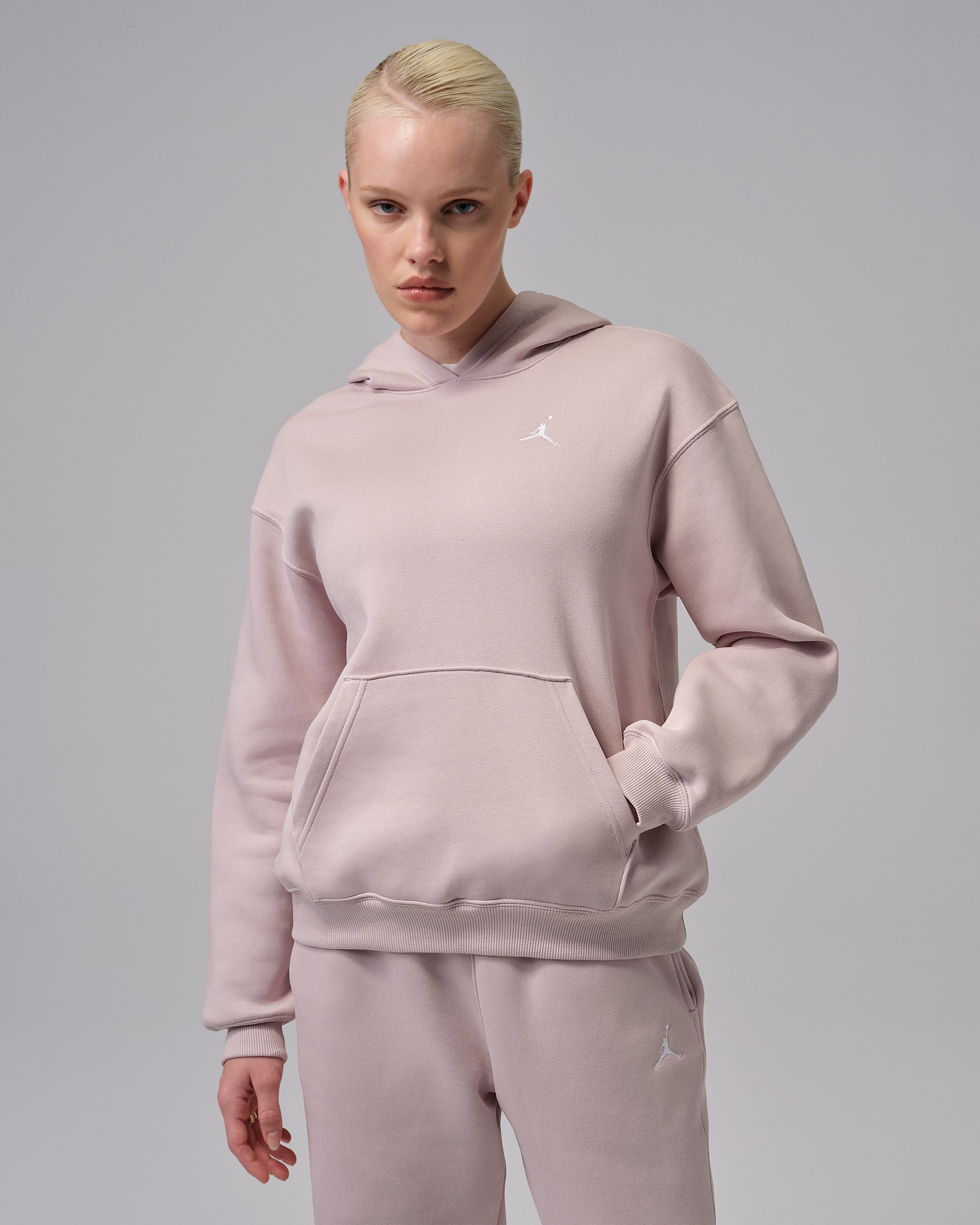 Jordan Brooklyn Fleece Sudadera con capucha - Mujer - Particle Rose/Blanco