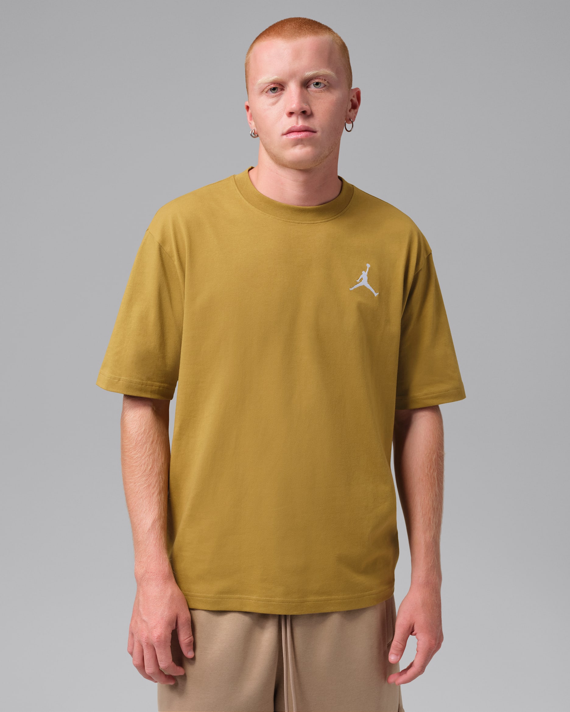Pánské tričko Jordan s výšivkou Jumpman - Desert Moss/Bílá
