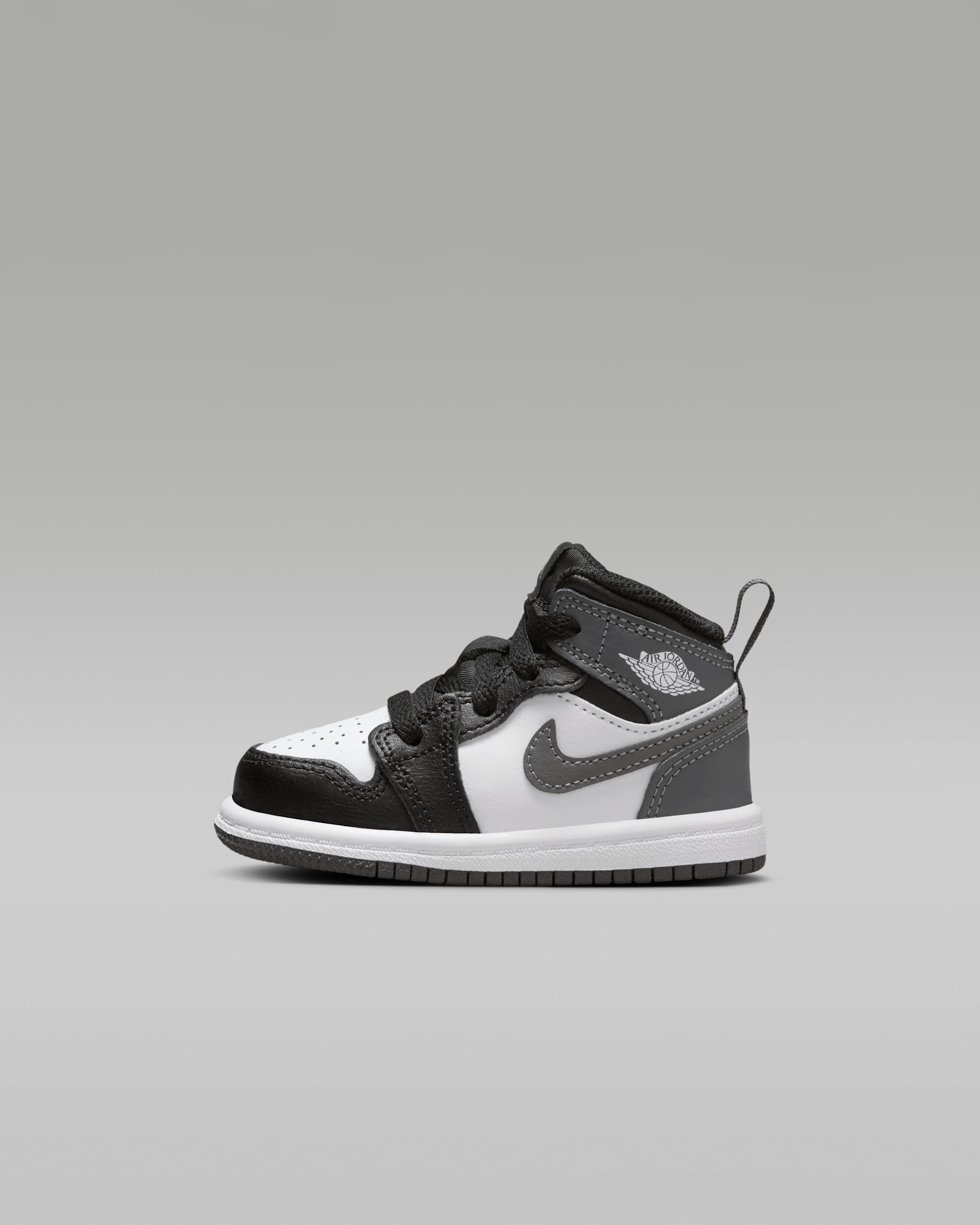 Jordan 1 Mid Baby/Toddler Shoes - Black/White/Iron Grey