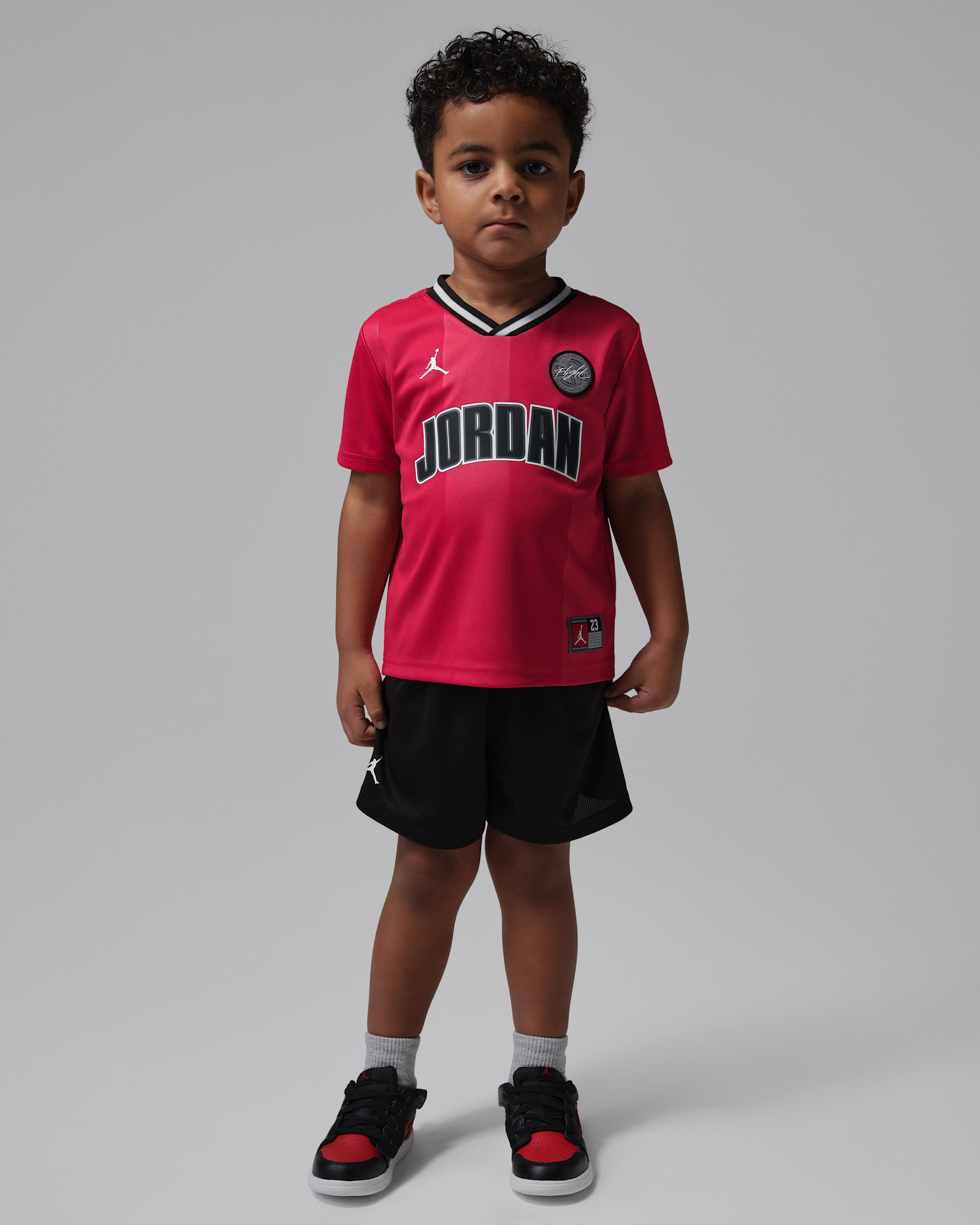 Conjunto de jersey deportivo y shorts de malla infantil Jordan - Negro