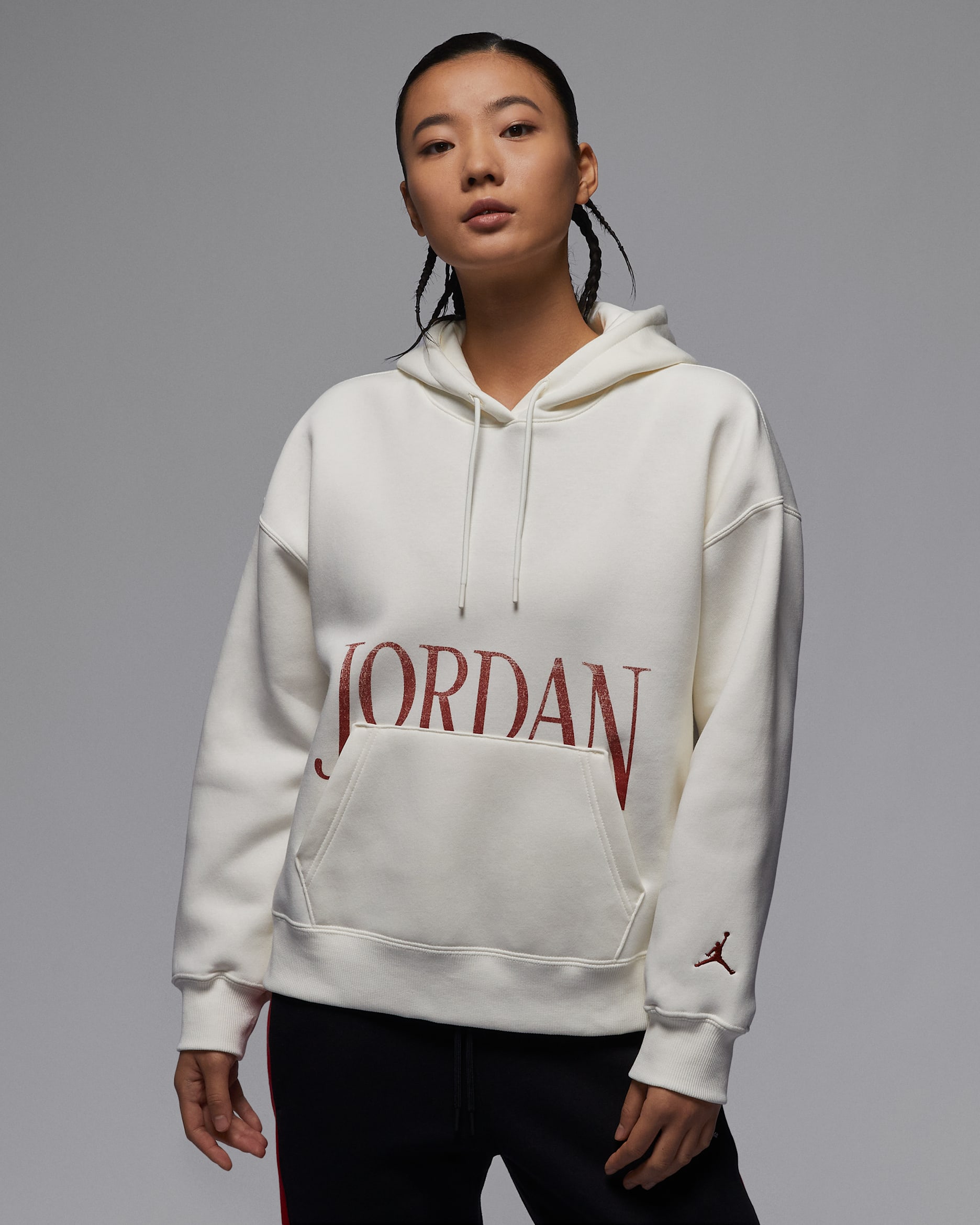 ジョーダン ブルックリン フリース ウィメンズ プルオーバー パーカー - セイル/デューンレッド