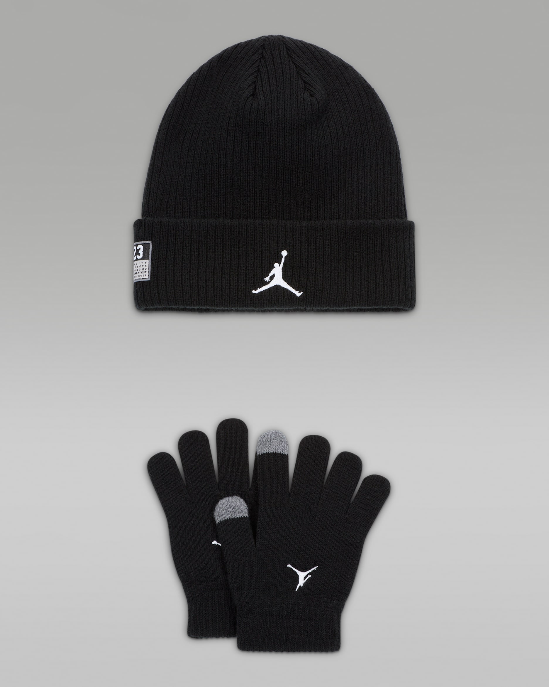 Jordan Older Kids' 2-Piece 23 Jersey Beanie Set - Black