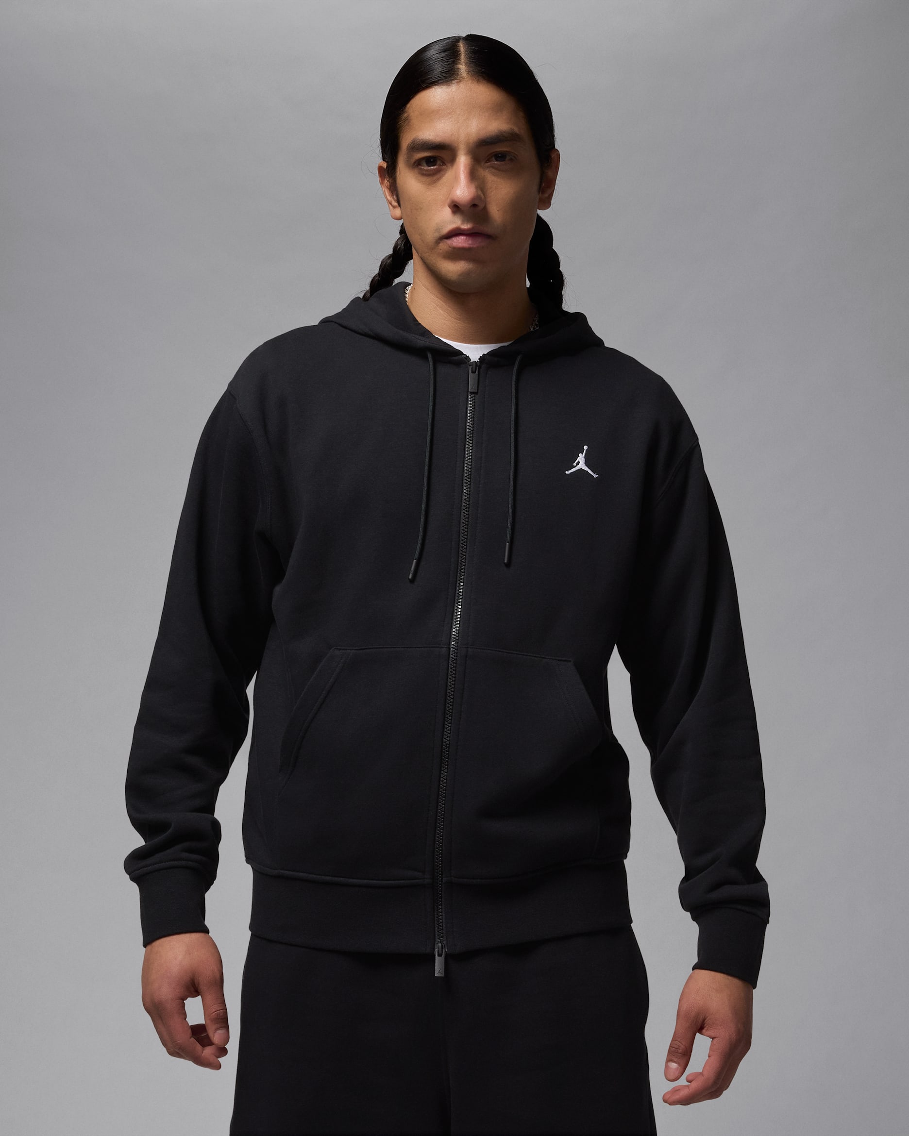 Jordan Brooklyn Fleece Men's Full-Zip Hoodie - Black/White