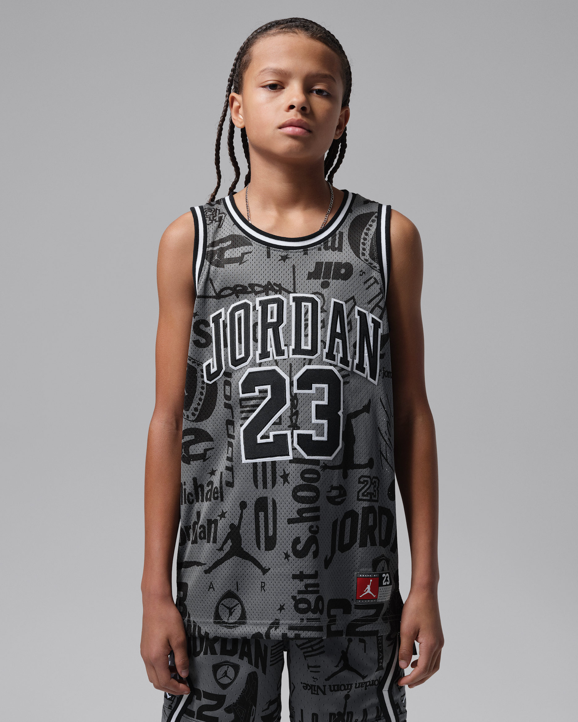 Jersey a rayas para niños talla grande Jordan 23 - Gris humo