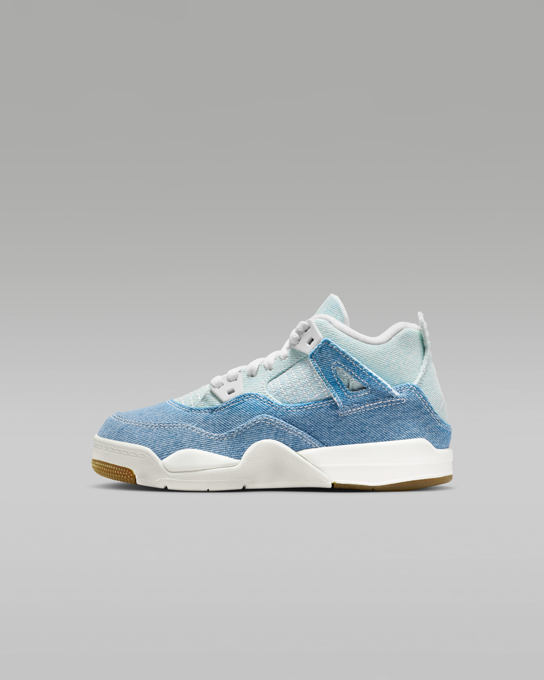 Jordan 4 Retro "Worn Blue" Schuh (jüngere Kinder) - Sail/Metallic Gold/Gum Light Brown/Worn Blue