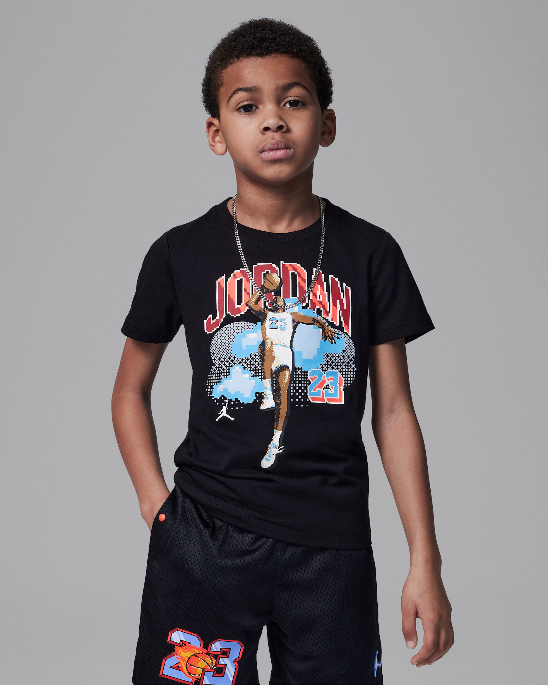Playera Digi para niños talla pequeña Jordan Customized Air - Negro