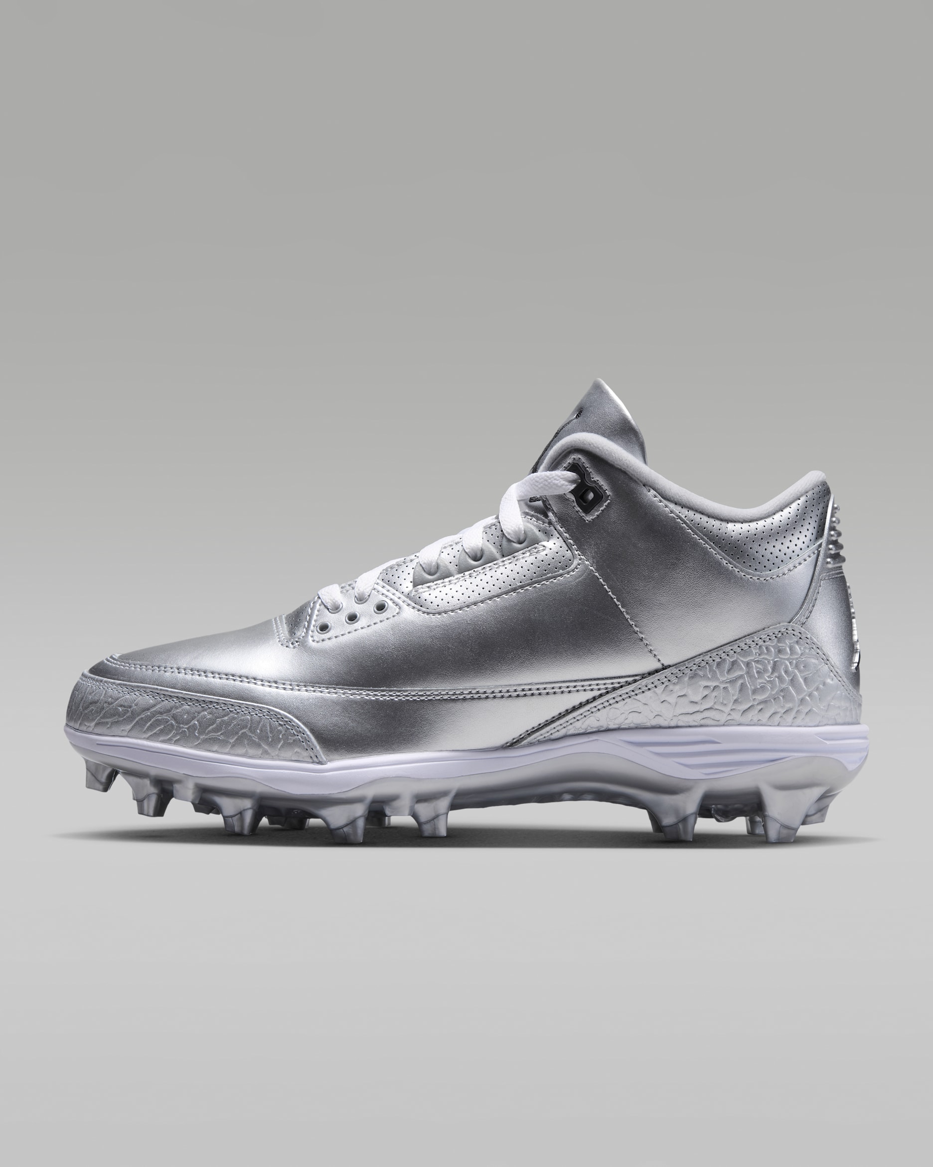 Jordan 3 Mid TD Men's Football Cleats - Metallic Silver/White/Black