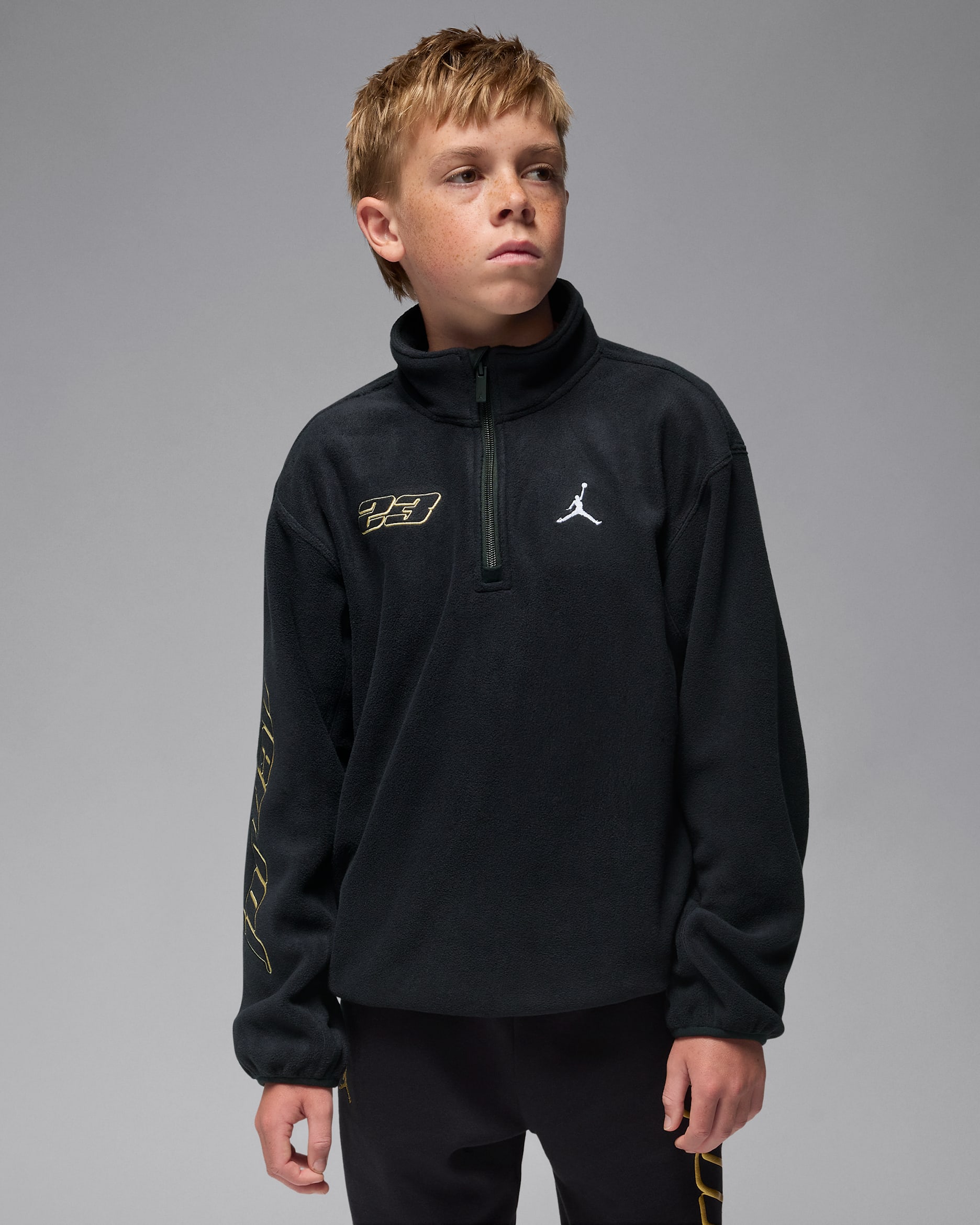 Sudadera de Polar Fleece de cierre de 1/4 Mountainside para niños talla grande Jordan - Negro