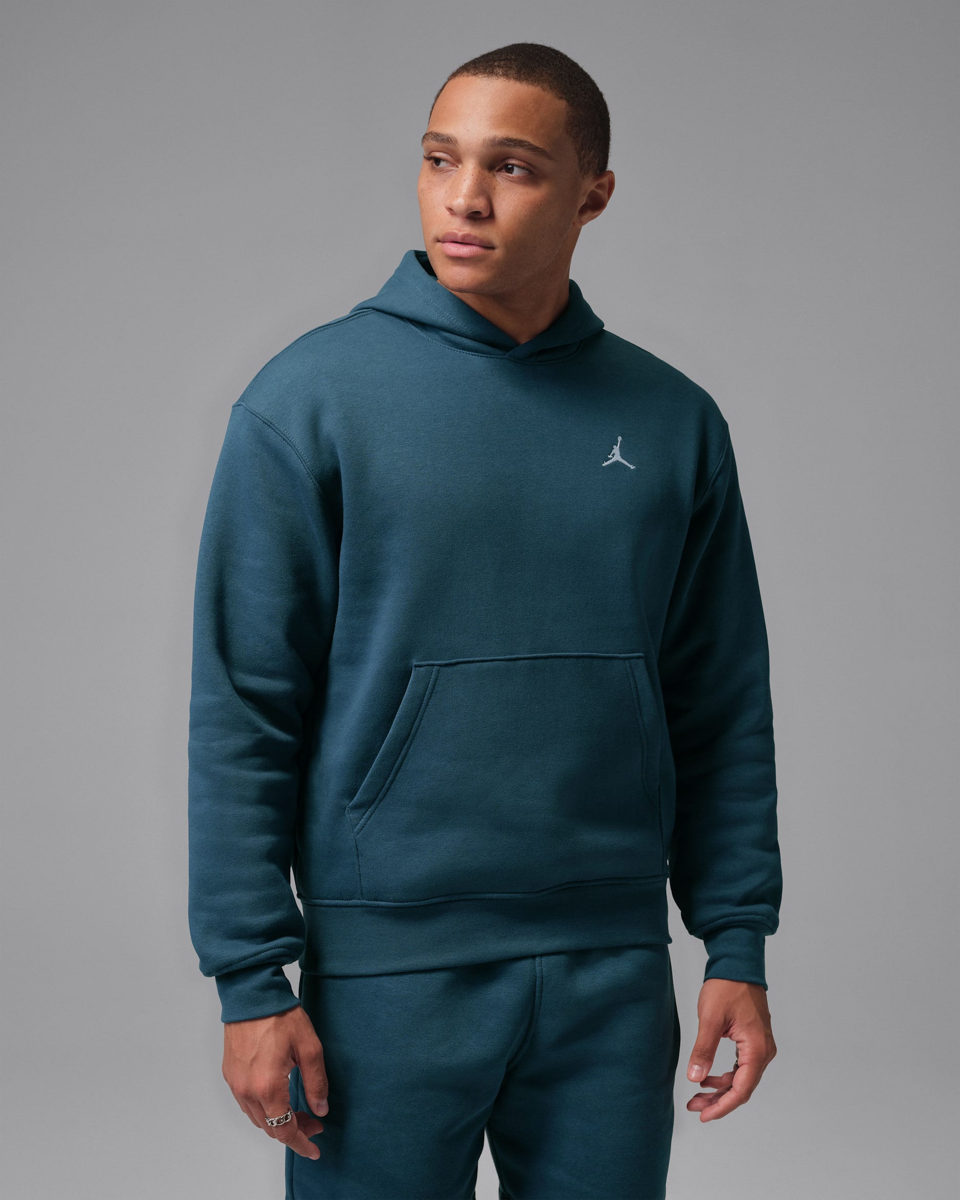 Sweat à capuche en tissu Fleece Jordan Brooklyn pour homme - Squadron Blue/Blanc