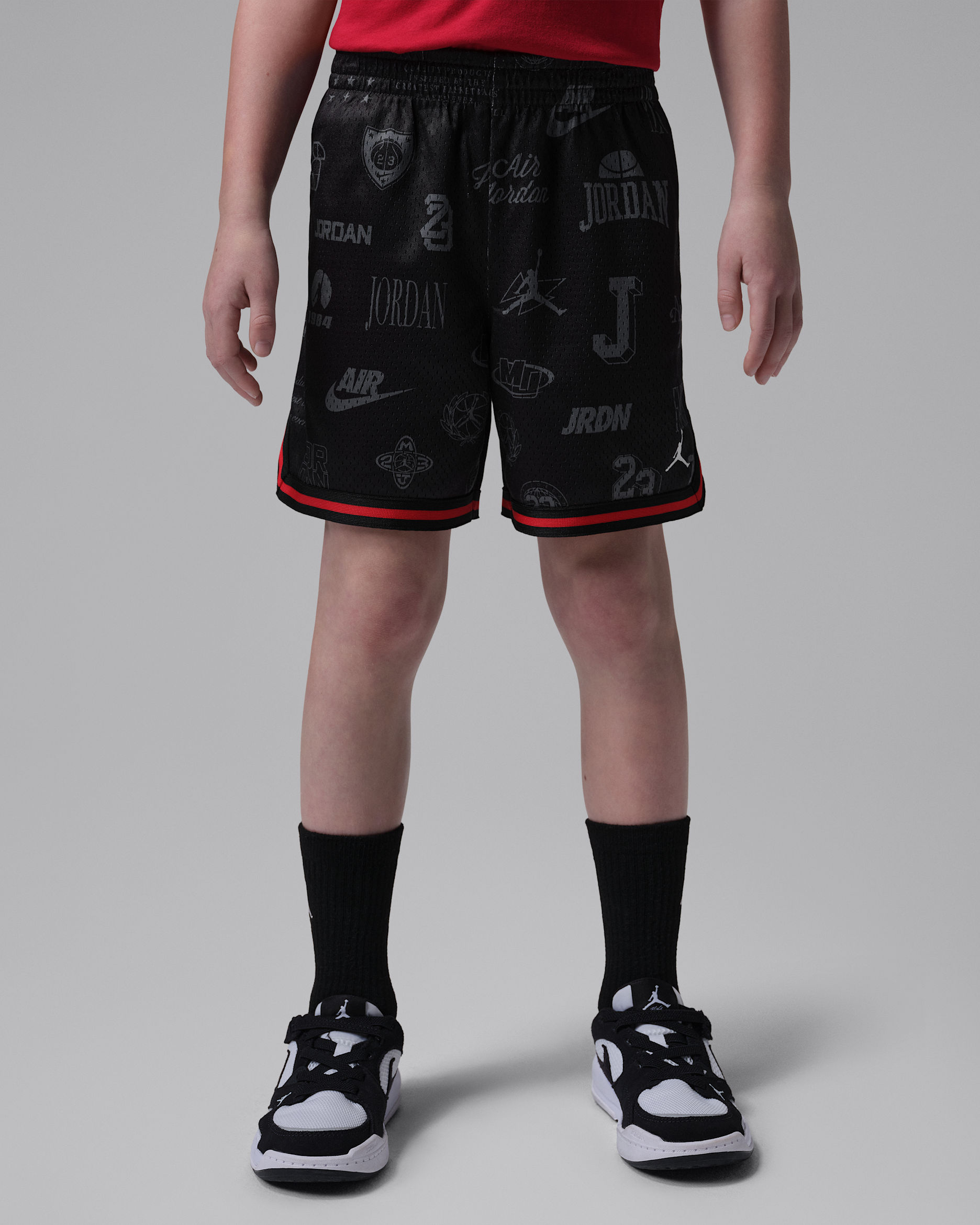 ジョーダン リトルキッズ プリント メッシュ テーピング ショートパンツ - ブラック