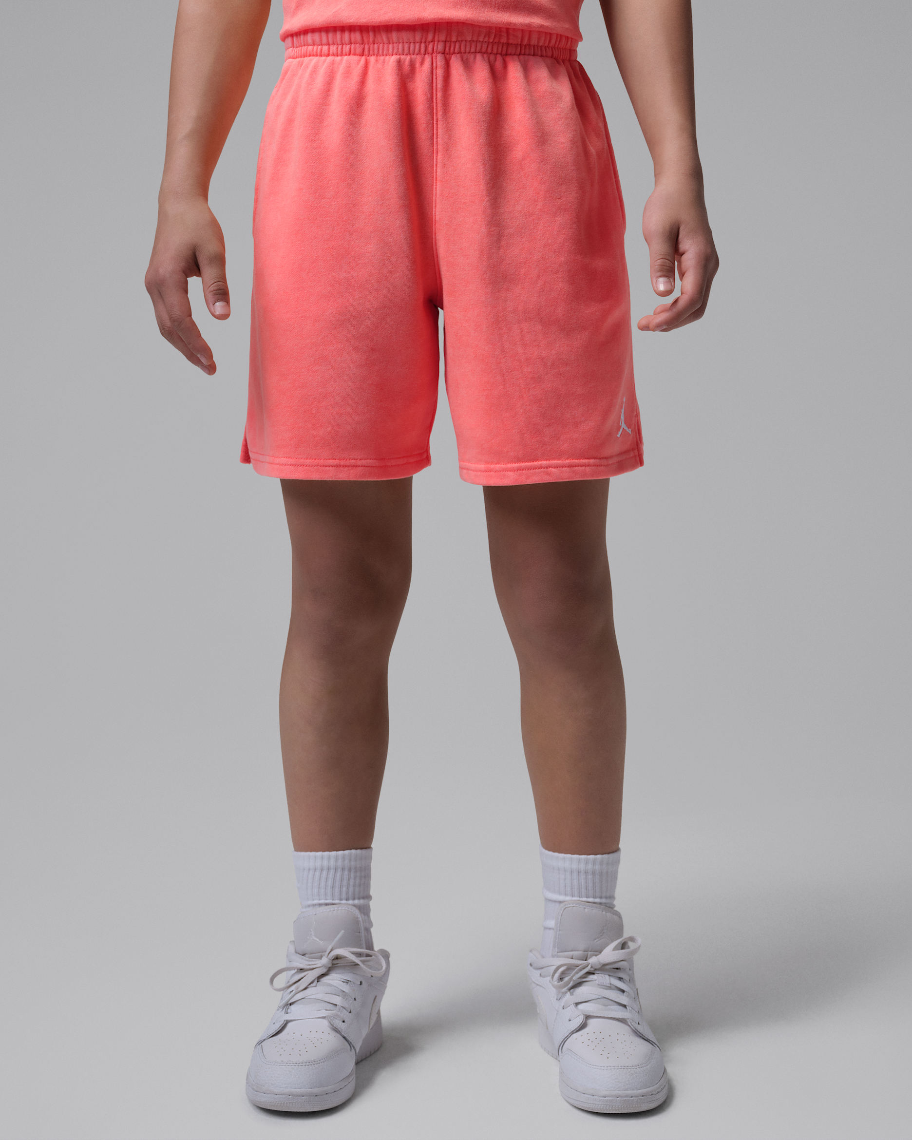 Jordan Big Kids' Brooklyn Washed French Terry Shorts - Bright Mango