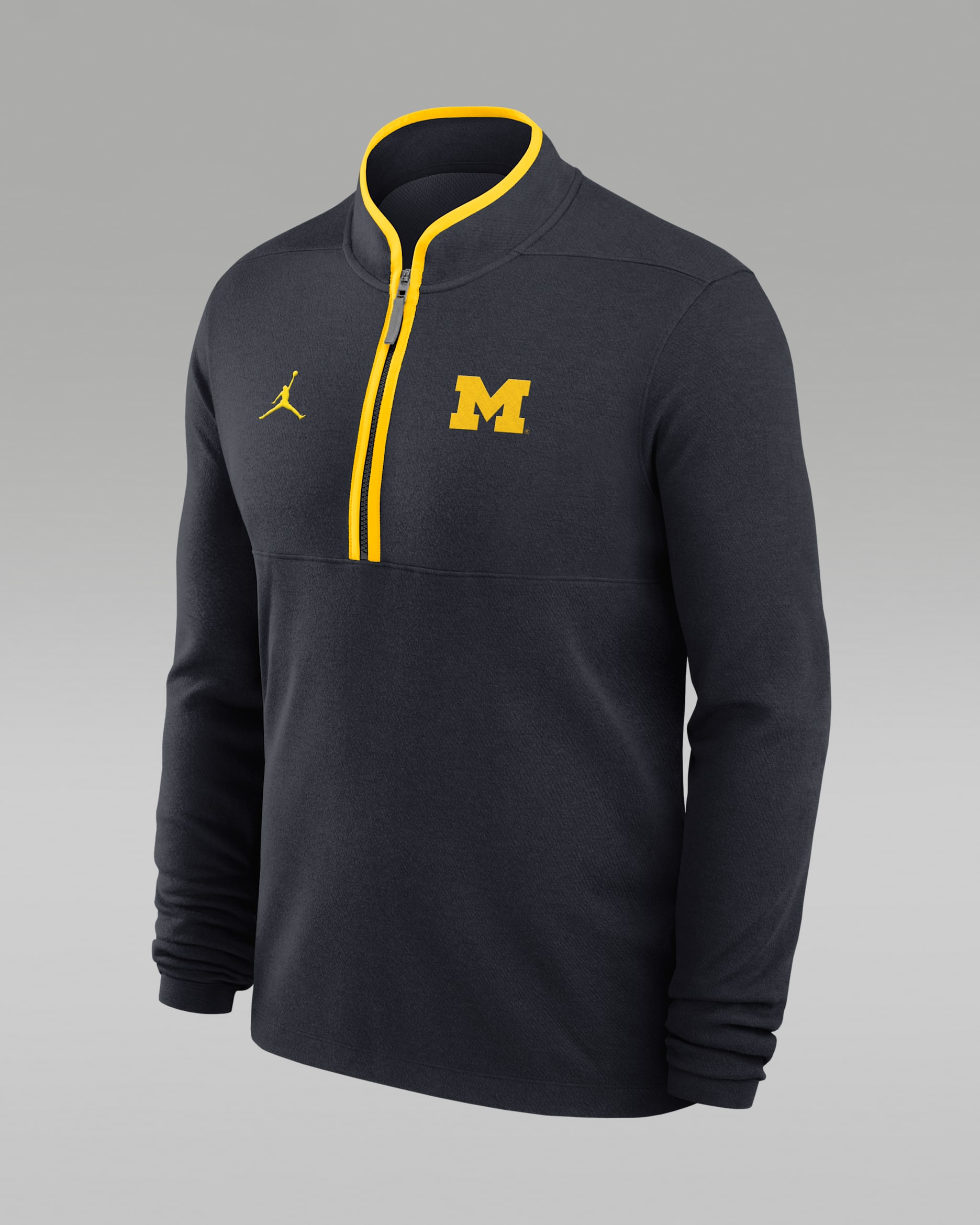 Michigan Courtside Men's Jordan Brand Dri-FIT College Half-Zip Top - Navy/Gold