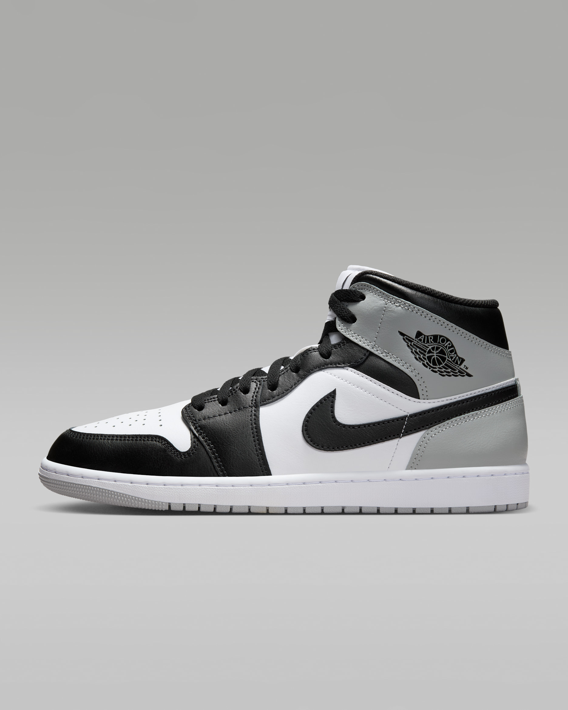 Air Jordan 1 Mid sko til herre - Hvit/Light Smoke Grey/Svart
