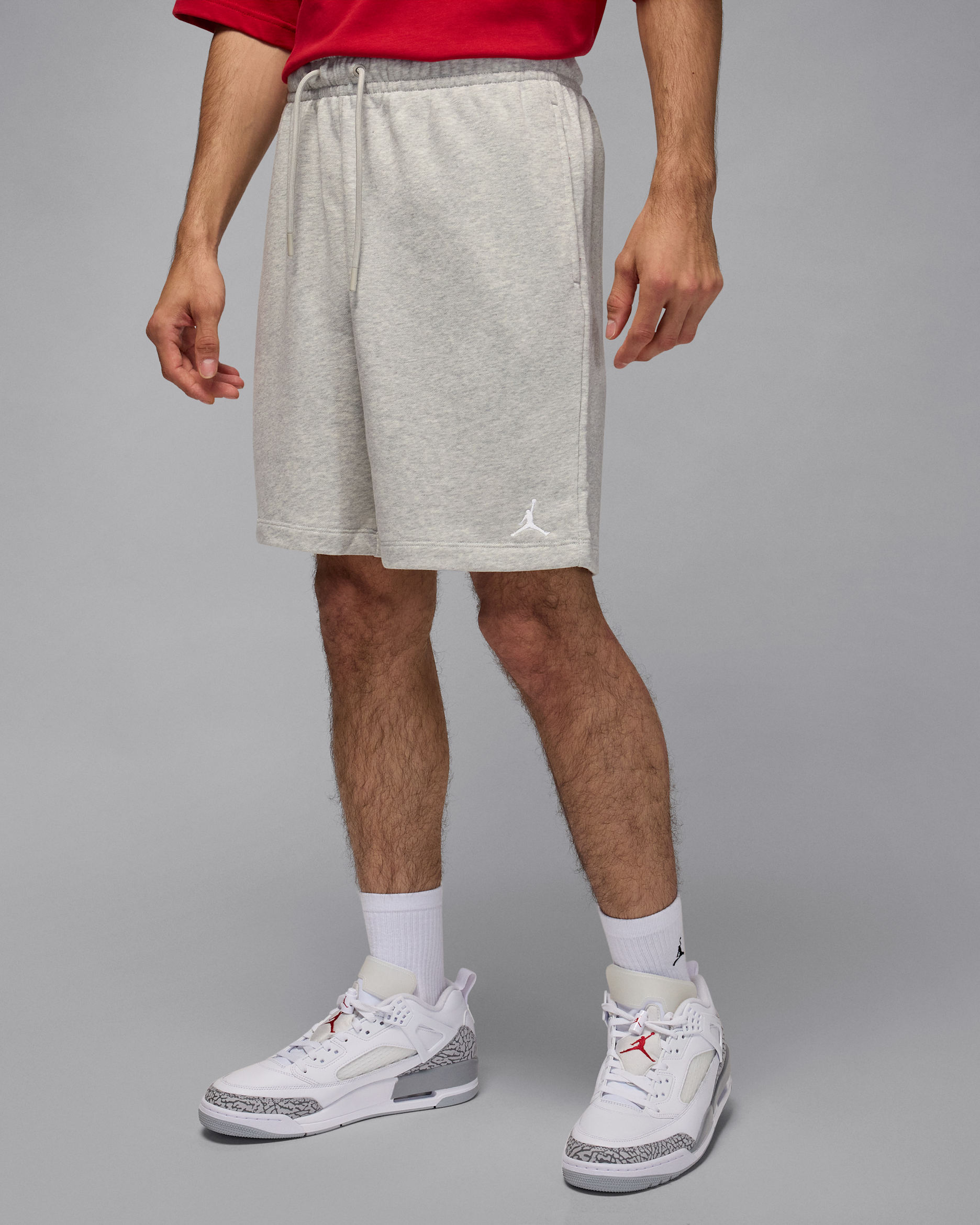 Jordan Brooklyn Fleece Men's Shorts - Grey Heather/White